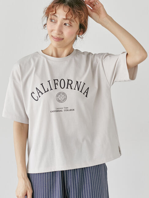 Lugnoncure「【接触冷感】カレッジ風ロゴTシャツ」|Tシャツ・カットソー|グレー