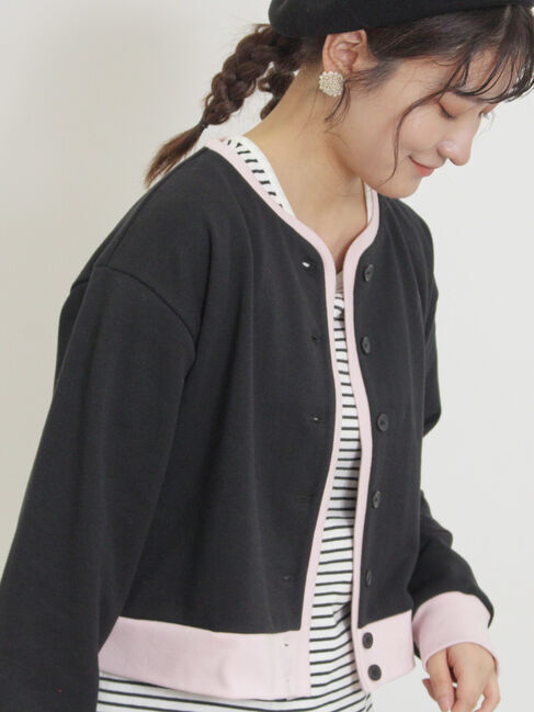 Samansa Mos2「◎配色スウェットカーディガン」|カーディガン|