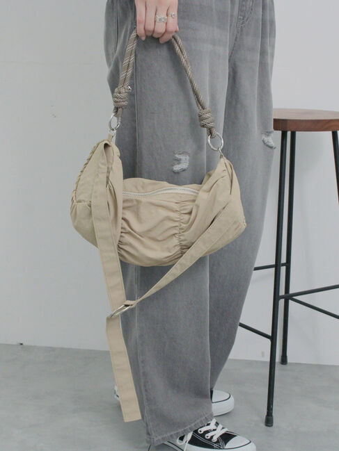 Samansa Mos2 blue「シャーリングミニドラムバッグ」|その他|