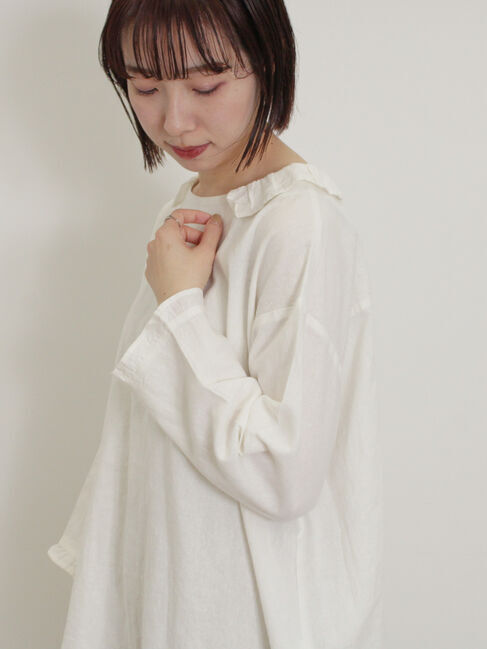 Samansa Mos2「【Cross&times;Linen】フリルカラーブラウス」|シャツ・ブラウス|