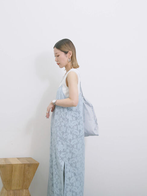 Samansa Mos2 blue「メッシュレースキャミワンピース」|ワンピース|