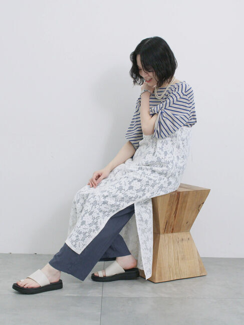 Samansa Mos2 blue「メッシュレースキャミワンピース」|ワンピース|