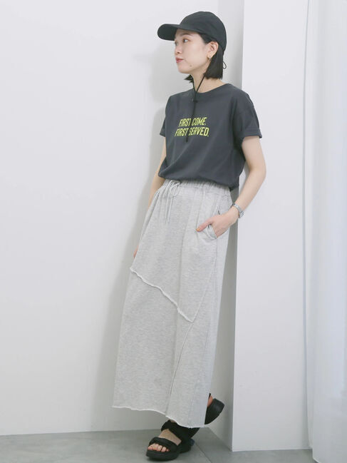 Samansa Mos2 blue「◎裏毛切替ナロースカート」|スカート|