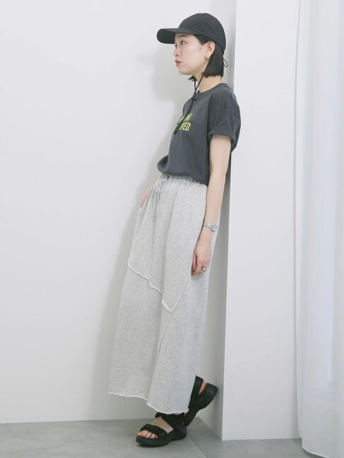 Samansa Mos2 blue「◎裏毛切替ナロースカート」|スカート|