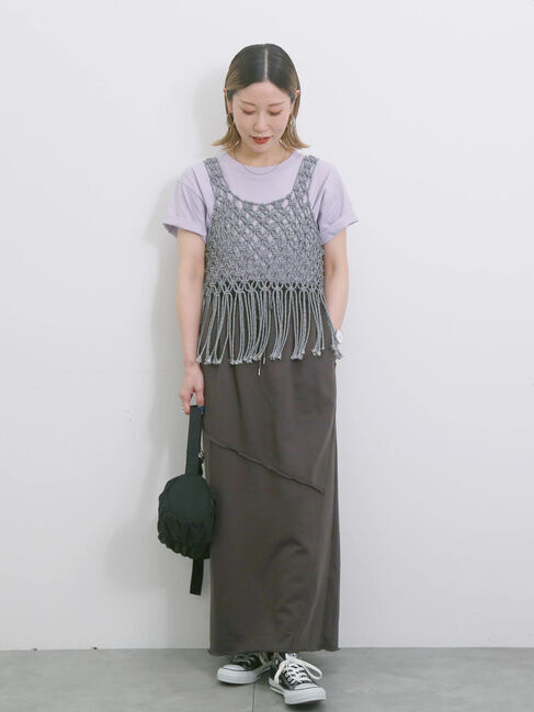 Samansa Mos2 blue「◎裏毛切替ナロースカート」|スカート|