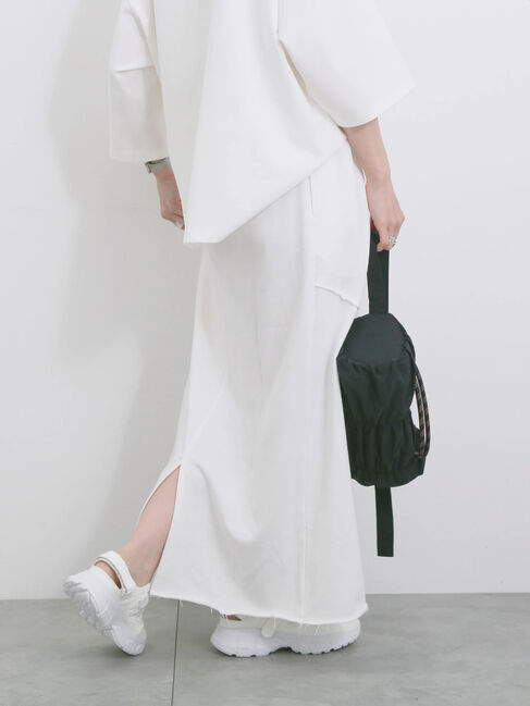 Samansa Mos2 blue「◎裏毛切替ナロースカート」|スカート|