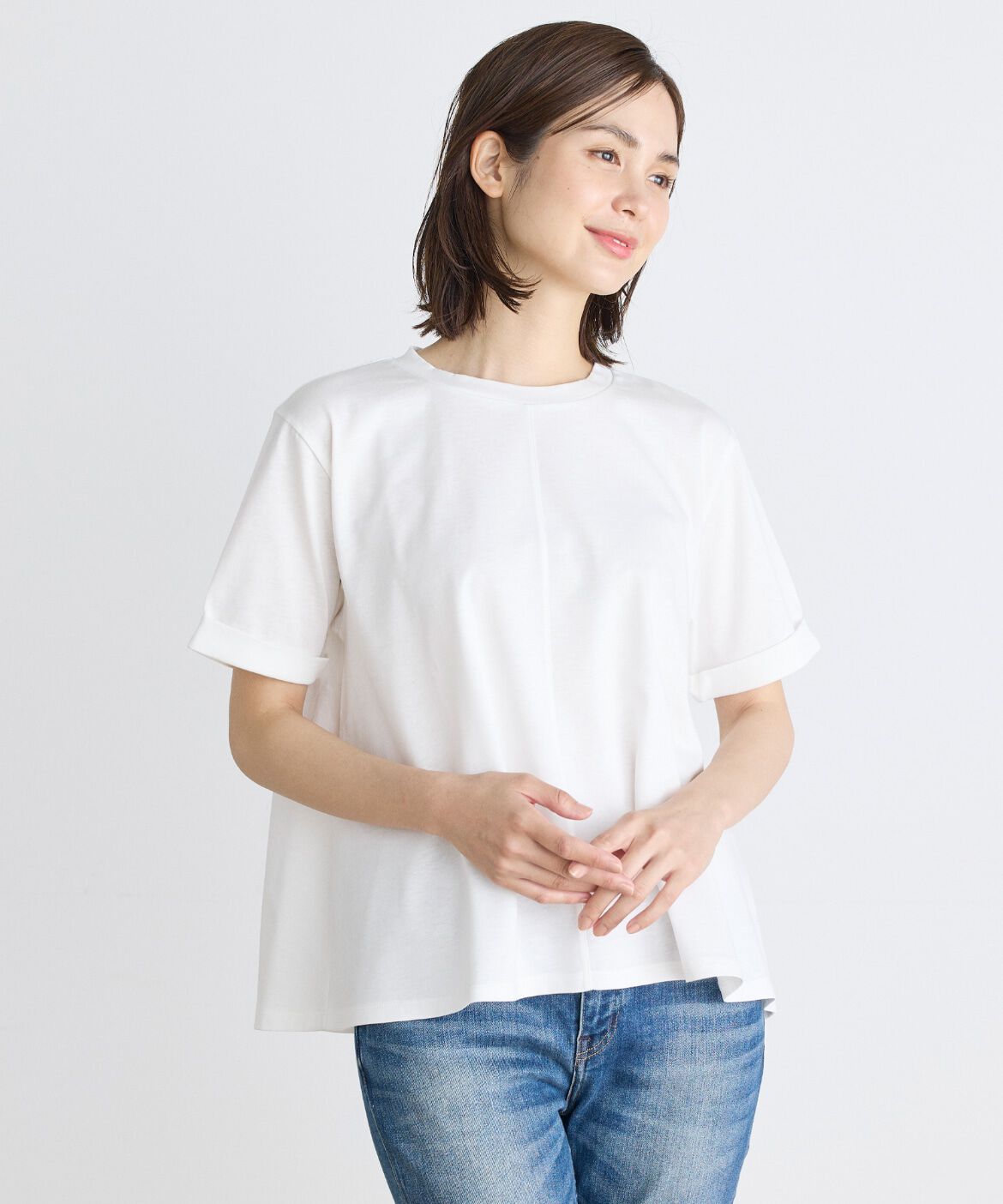 7-IDconcept.「フレアシルエットカットソー」|Tシャツ・カットソー|オフホワイト1