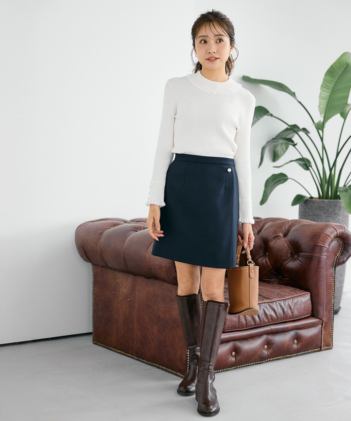 Maglie le cassetto「《曽田茉莉江コラボ》パールボタン巻きミニスカート」|スカート|