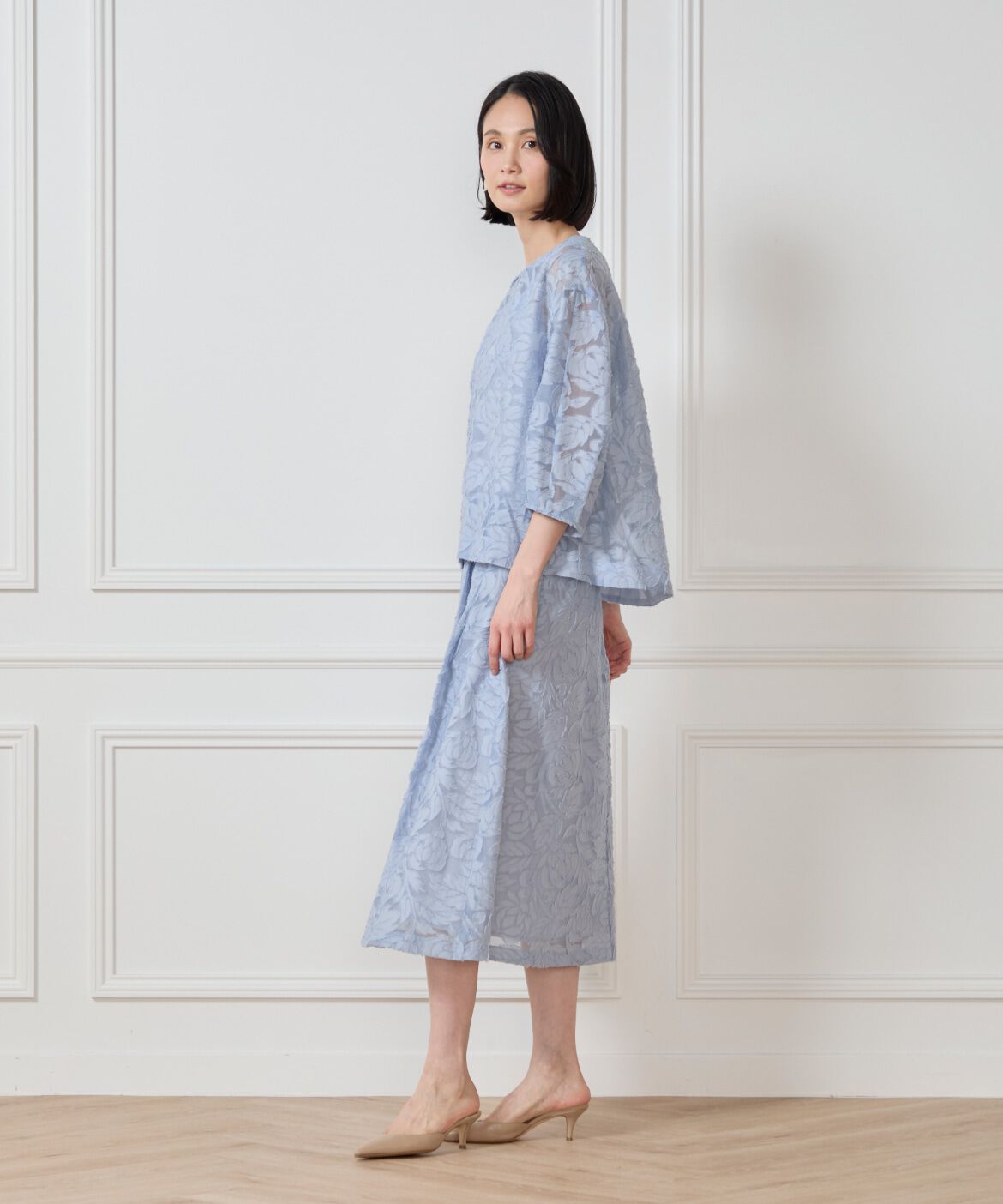 7-IDconcept.「カットジャカードスカート」|フレア|