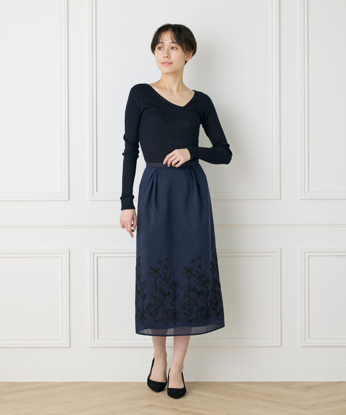 INED「《大きいサイズ》コクーンスカート《la veille by SUPERIOR CLOSET》」|台形|