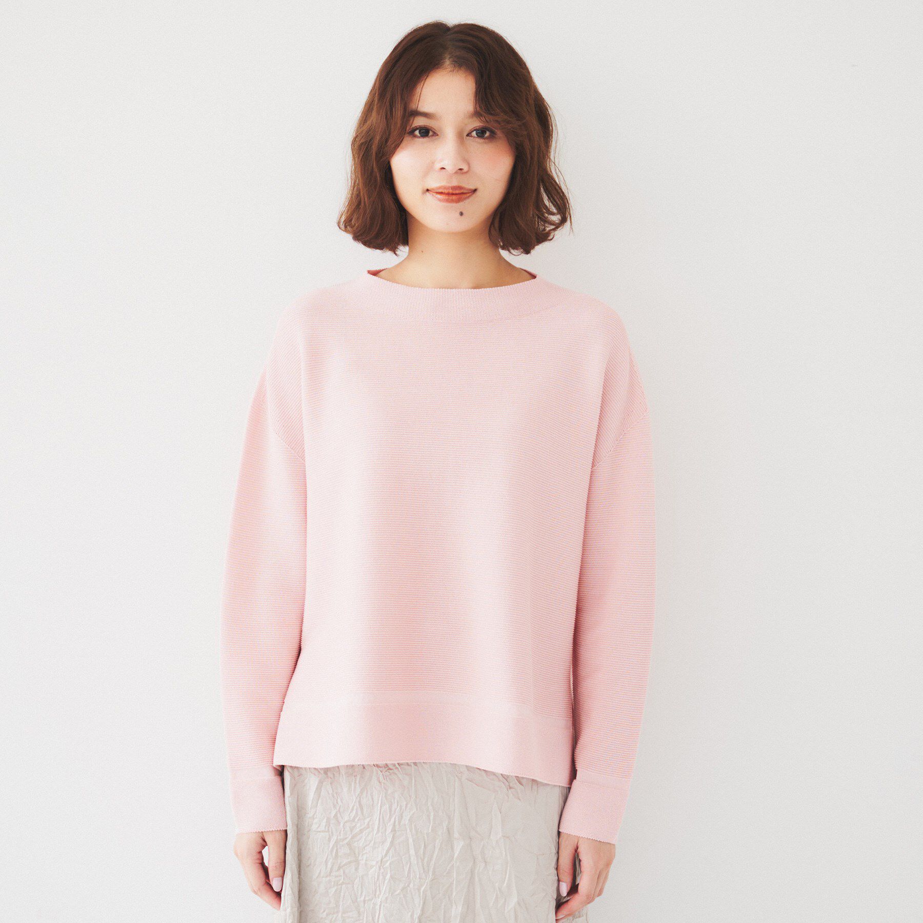 UNTITLED「【体型カバー/春素材】コットン混 ガーターニット」|ニット・セーター|