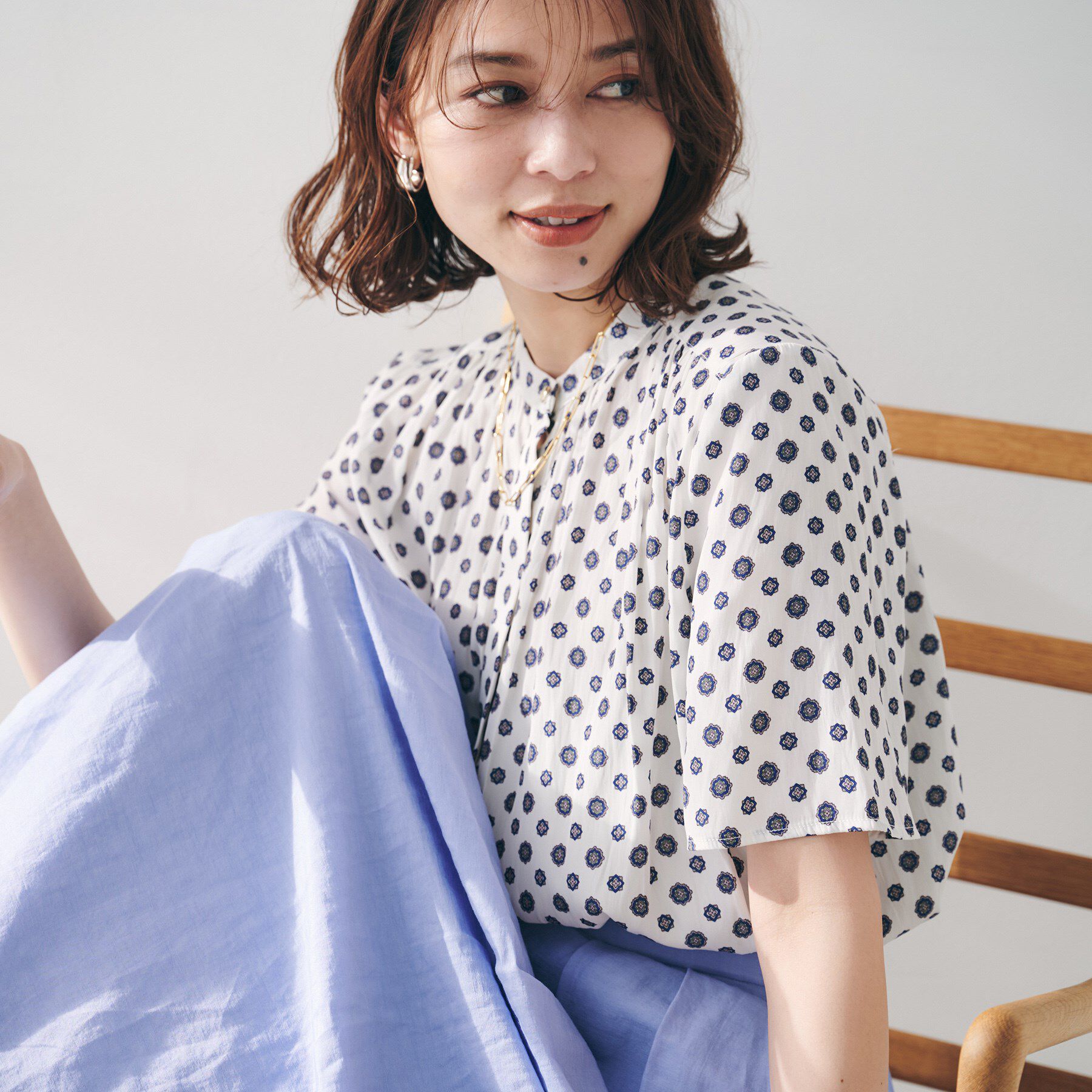 UNTITLED「【セットアップ可能/オンオフ】小紋柄ブラウス」|シャツ・ブラウス|