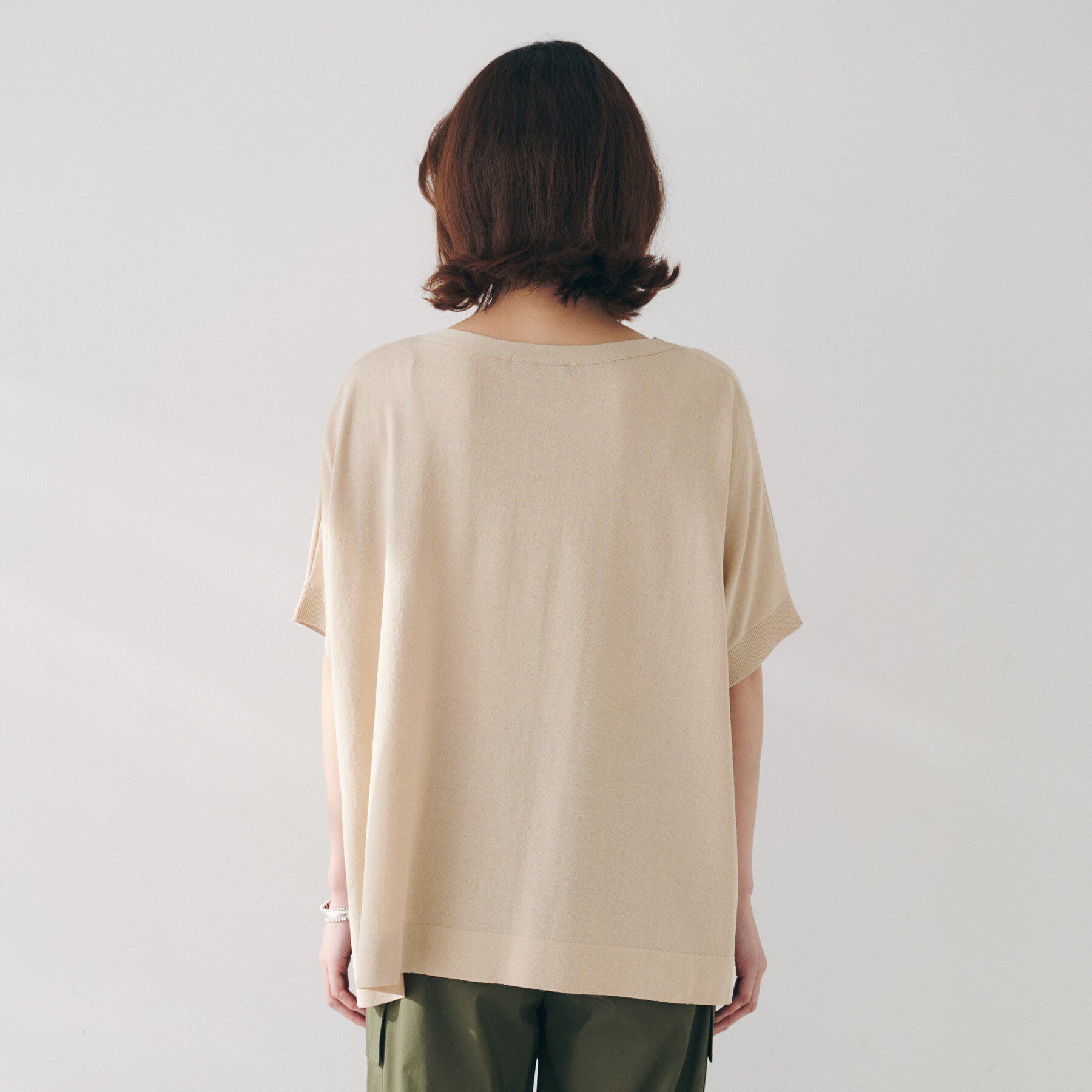 UNTITLED「【体型カバー/手洗い可】コットンリネン ワイドプルオーバーニット」|ニット・セーター|