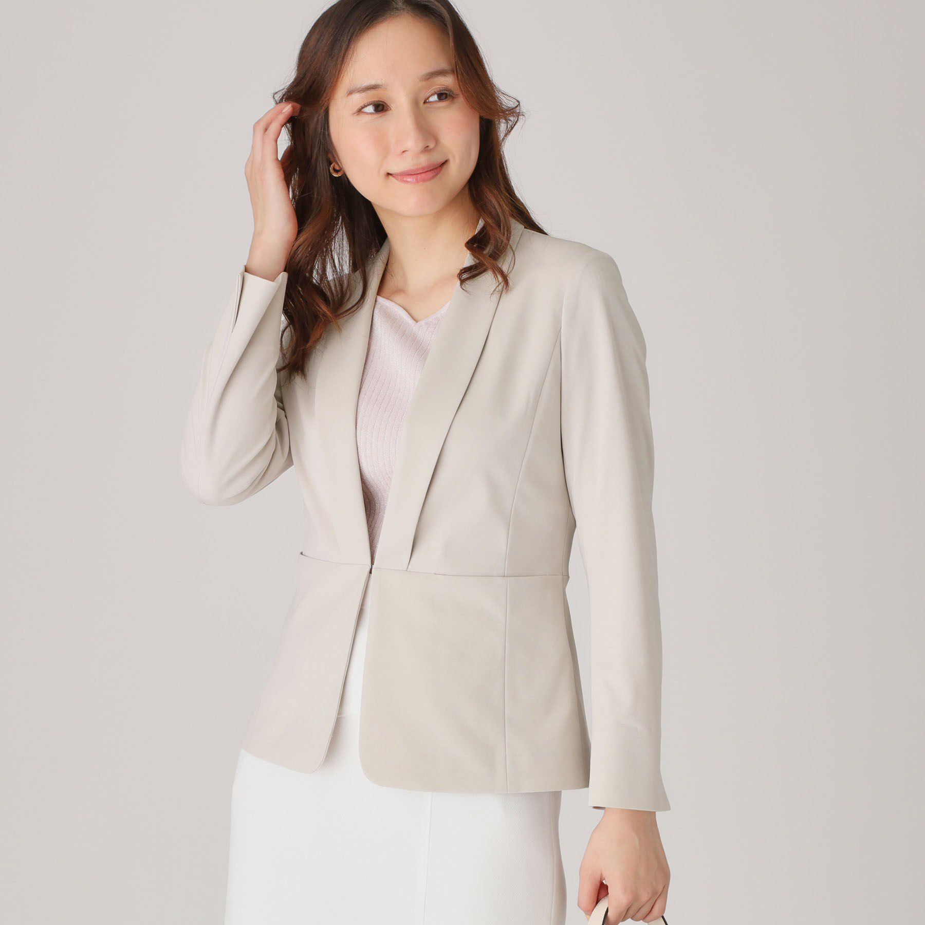 COUP DE CHANCE「【洗える／日本製】ショールカラージャケット」|ノーカラージャケット|ベージュ(052)