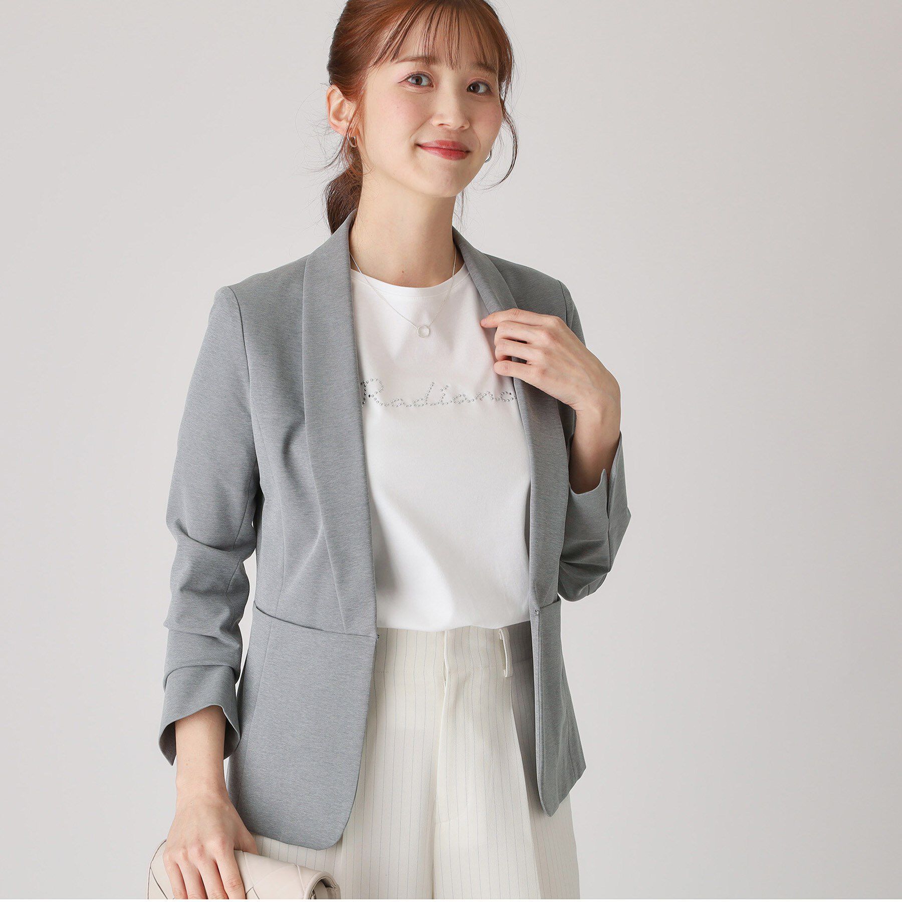 COUP DE CHANCE「【洗える／日本製】ショールカラージャケット」|ノーカラージャケット|グレー(612)