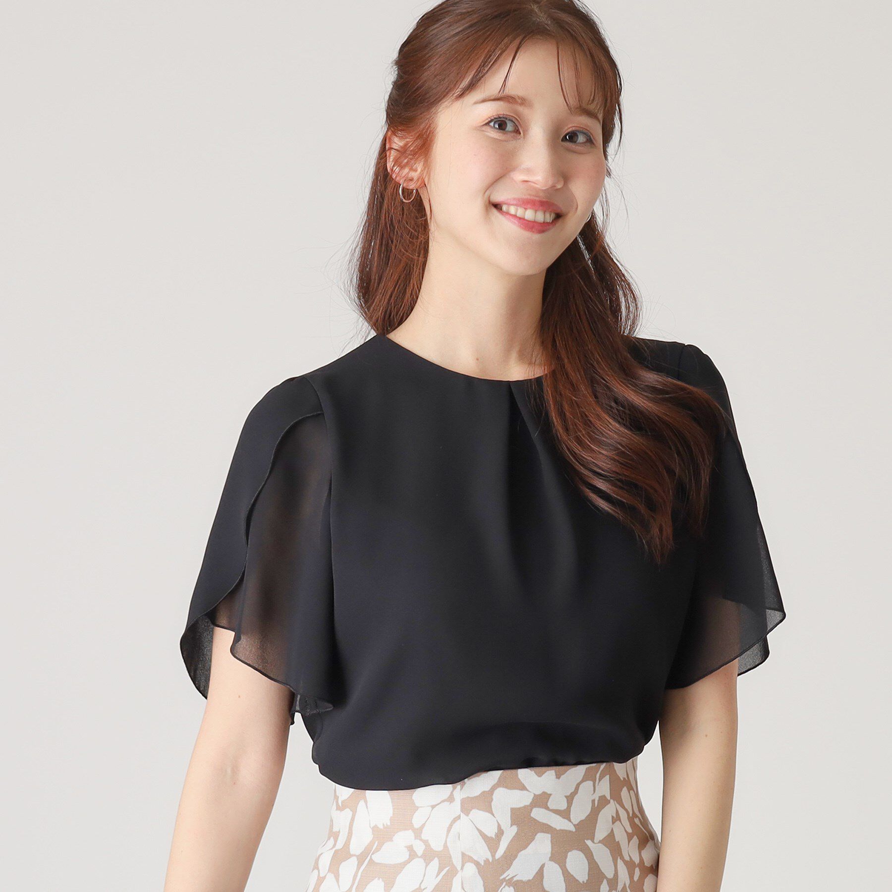 COUP DE CHANCE「【洗える／日本製】チューリップ袖ブラウス」|シャツ・ブラウス|ブラック(019)