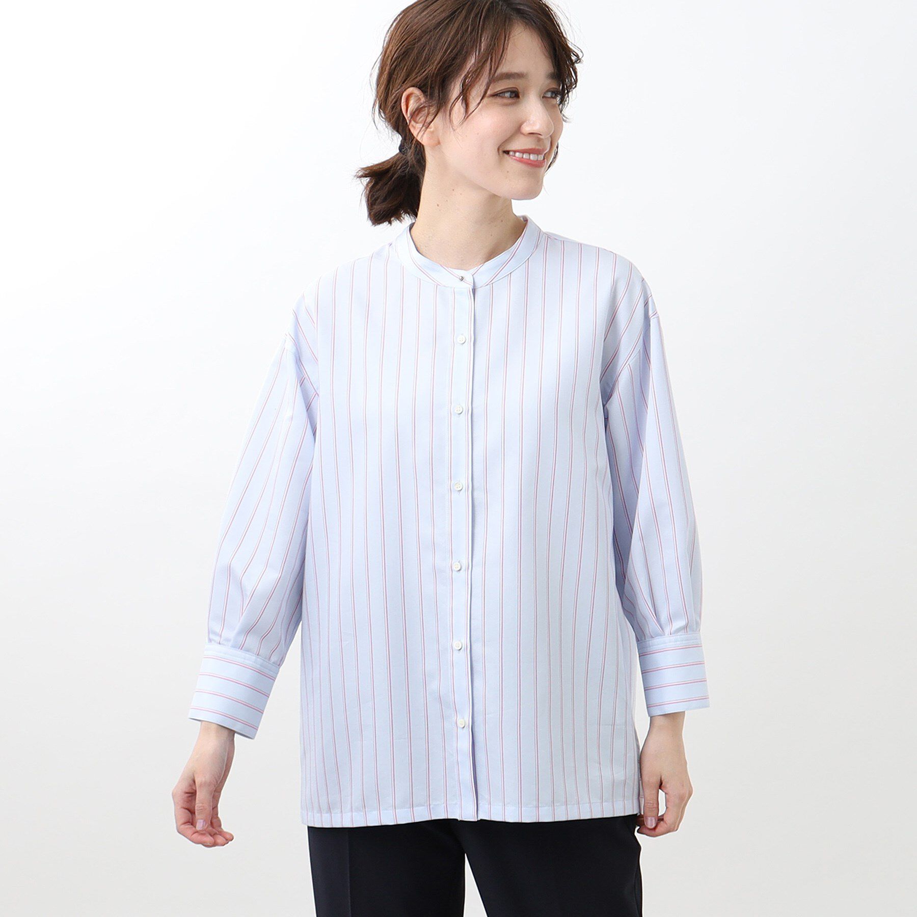 Reflect「【夏SALE／接触冷感／洗える】ストライプコクーンシルエットシャツ」|シャツ・ブラウス|