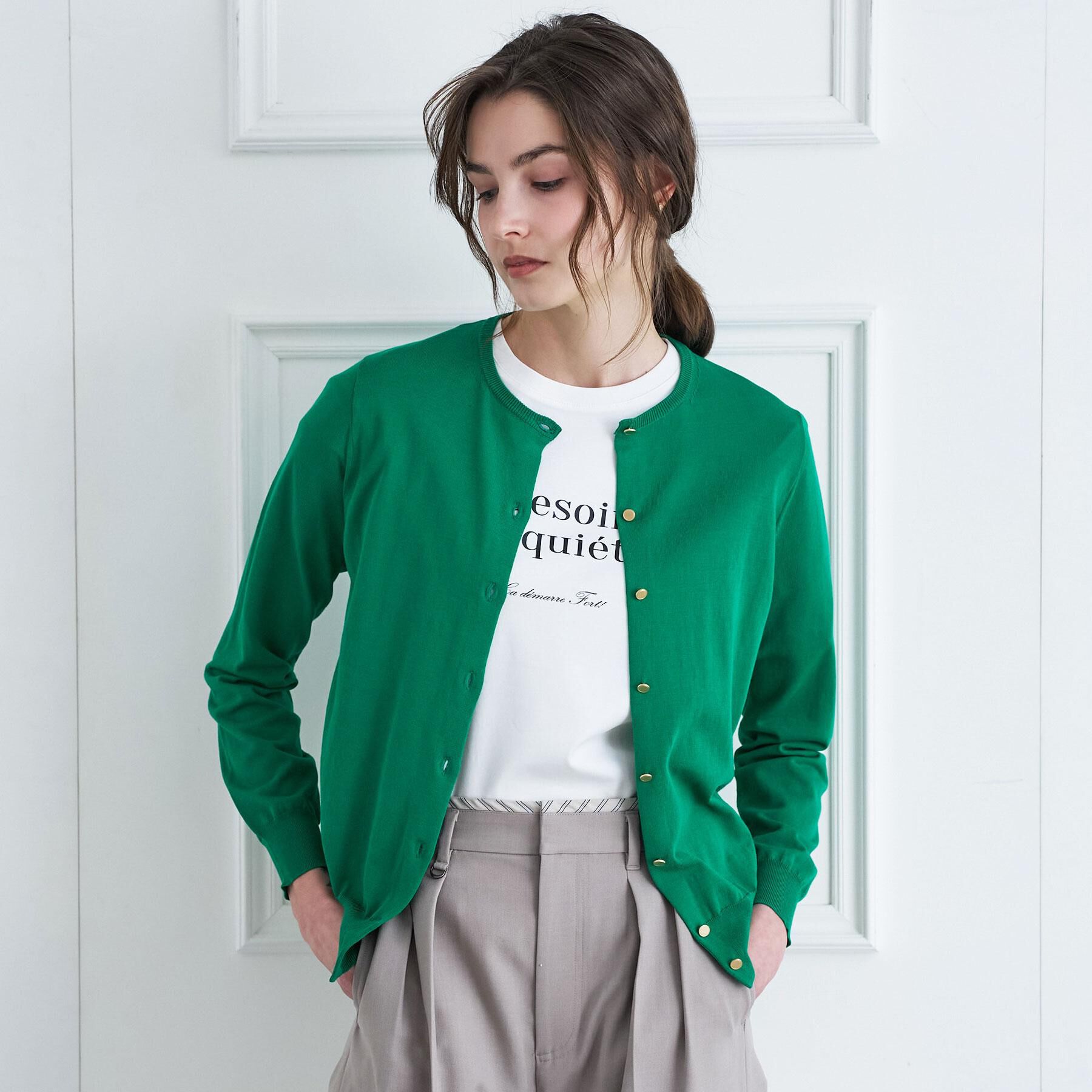 DRESSTERIOR「コットンシルククルーネックカーディガン」|カーディガン|