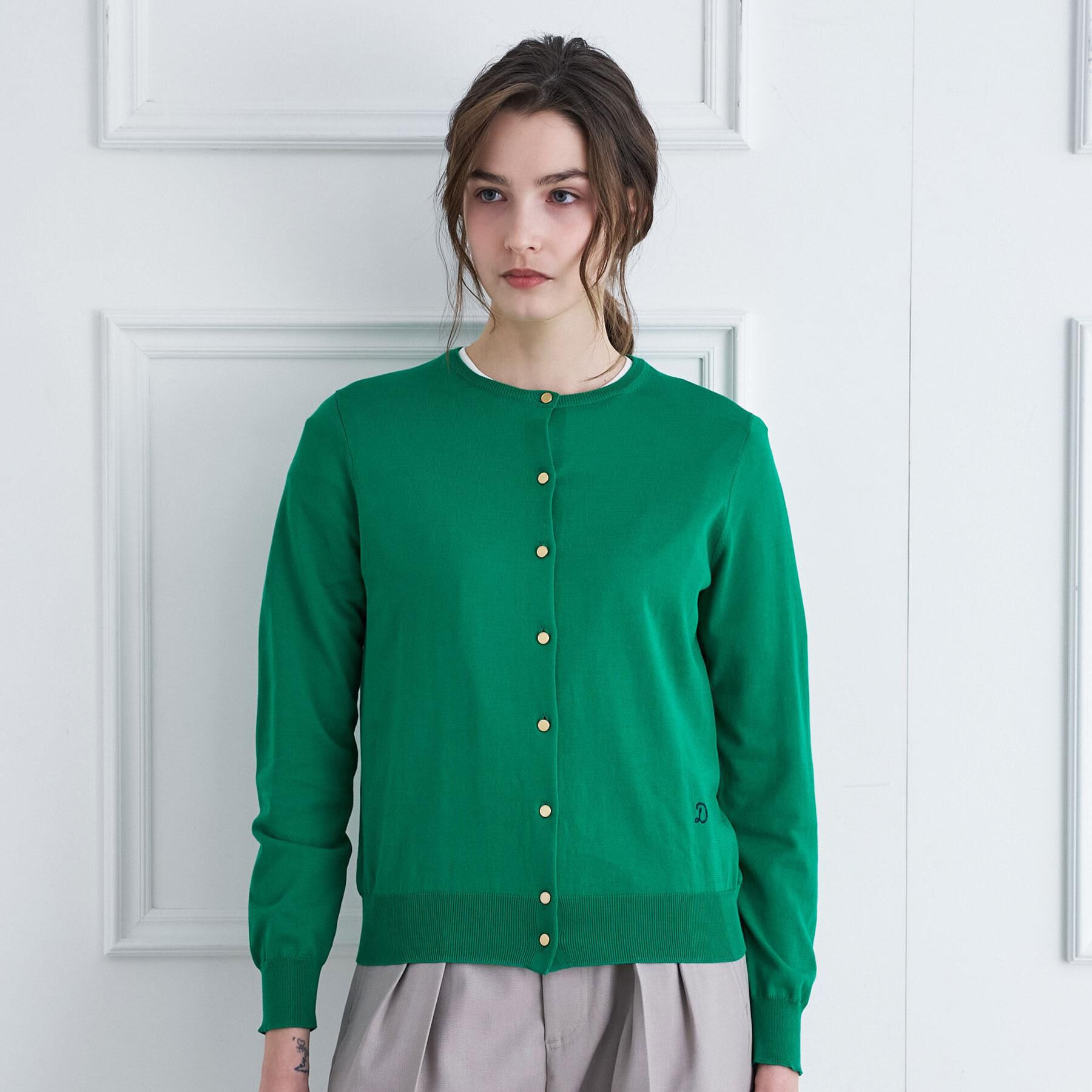 DRESSTERIOR「コットンシルククルーネックカーディガン」|カーディガン|