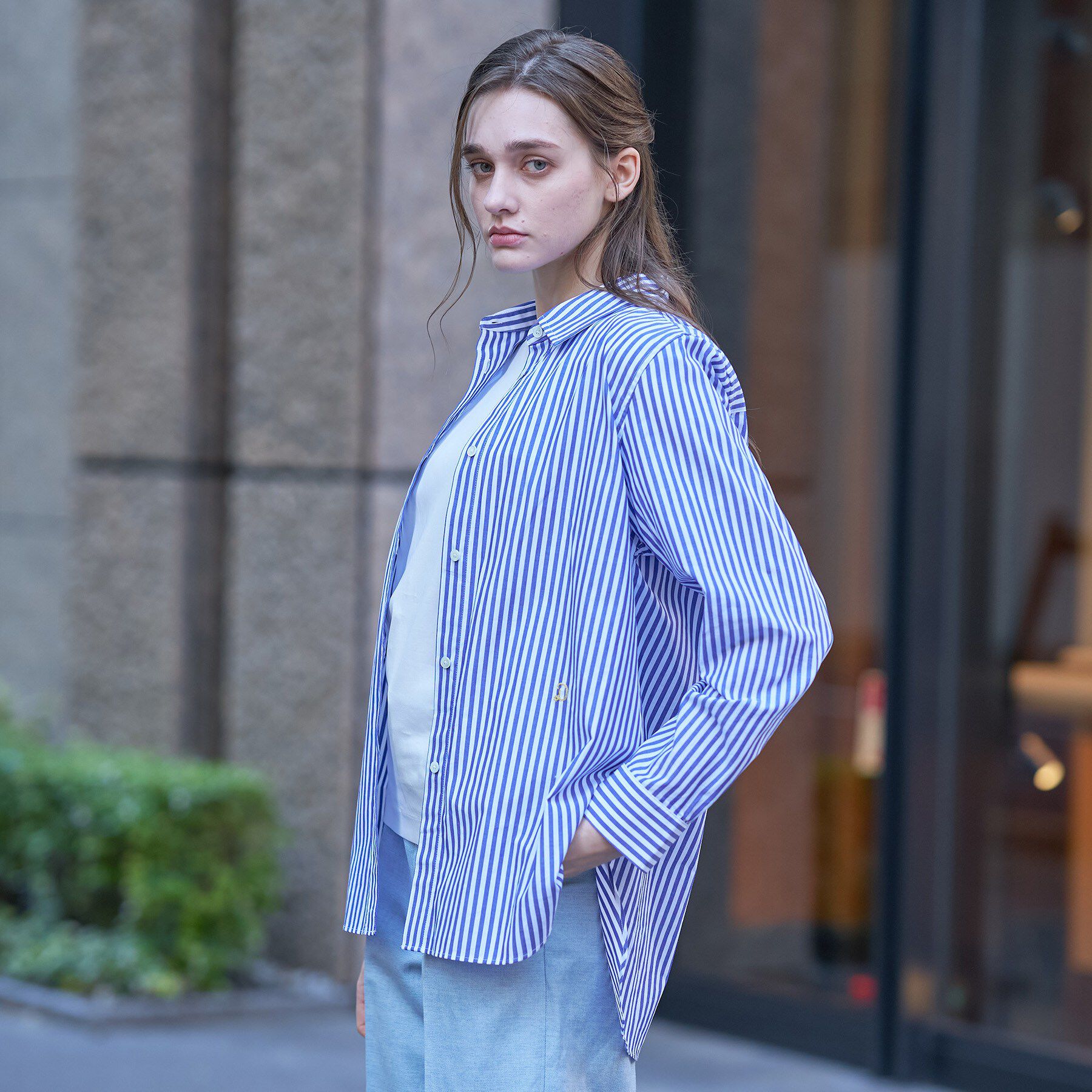 DRESSTERIOR「オーバーシルエットストライプシャツ」|シャツ・ブラウス|