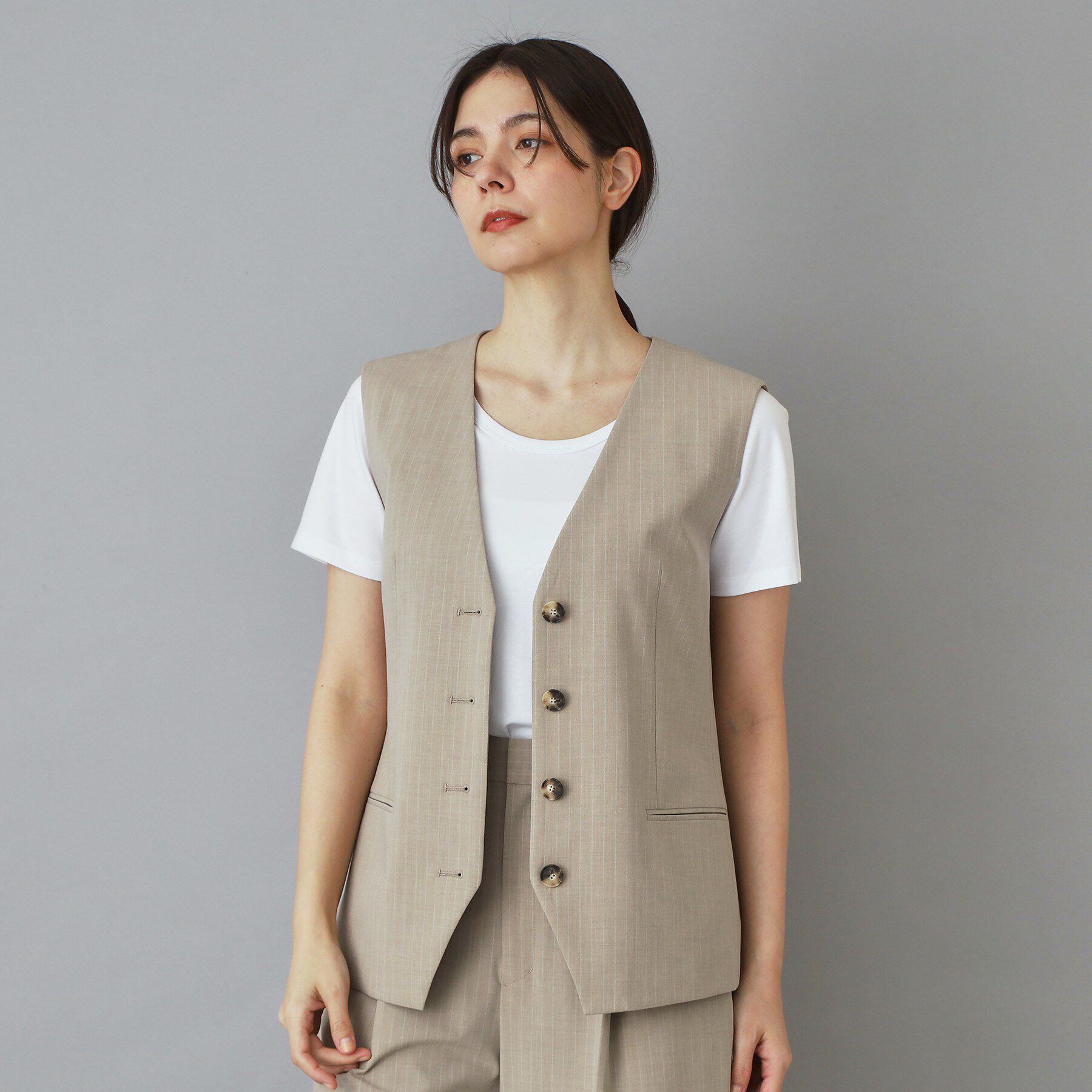 DRESSTERIOR「2WAYトロピカル ストライプジレ」|ベスト・ジレ|