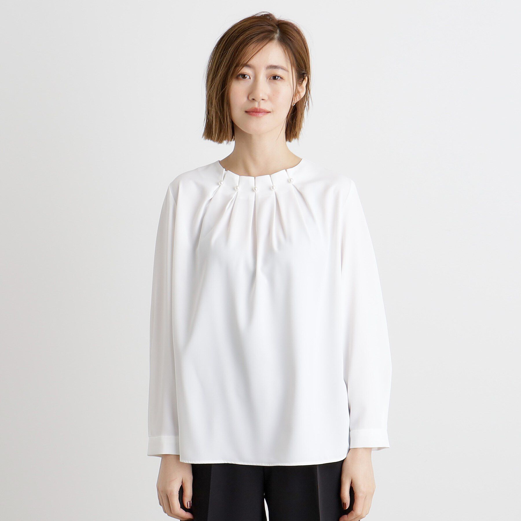 grove「パール調タックブラウス」|シャツ・ブラウス|