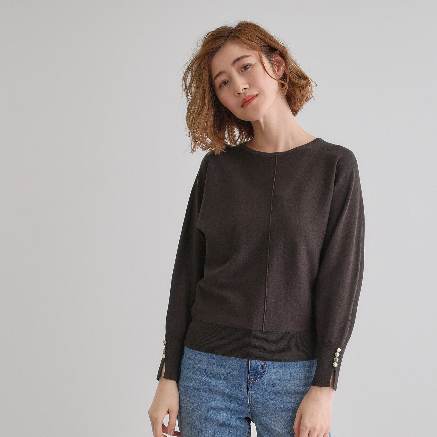 grove「【MW／抗ピル】センターシームドルマンプルオーバー」|ニット・セーター|