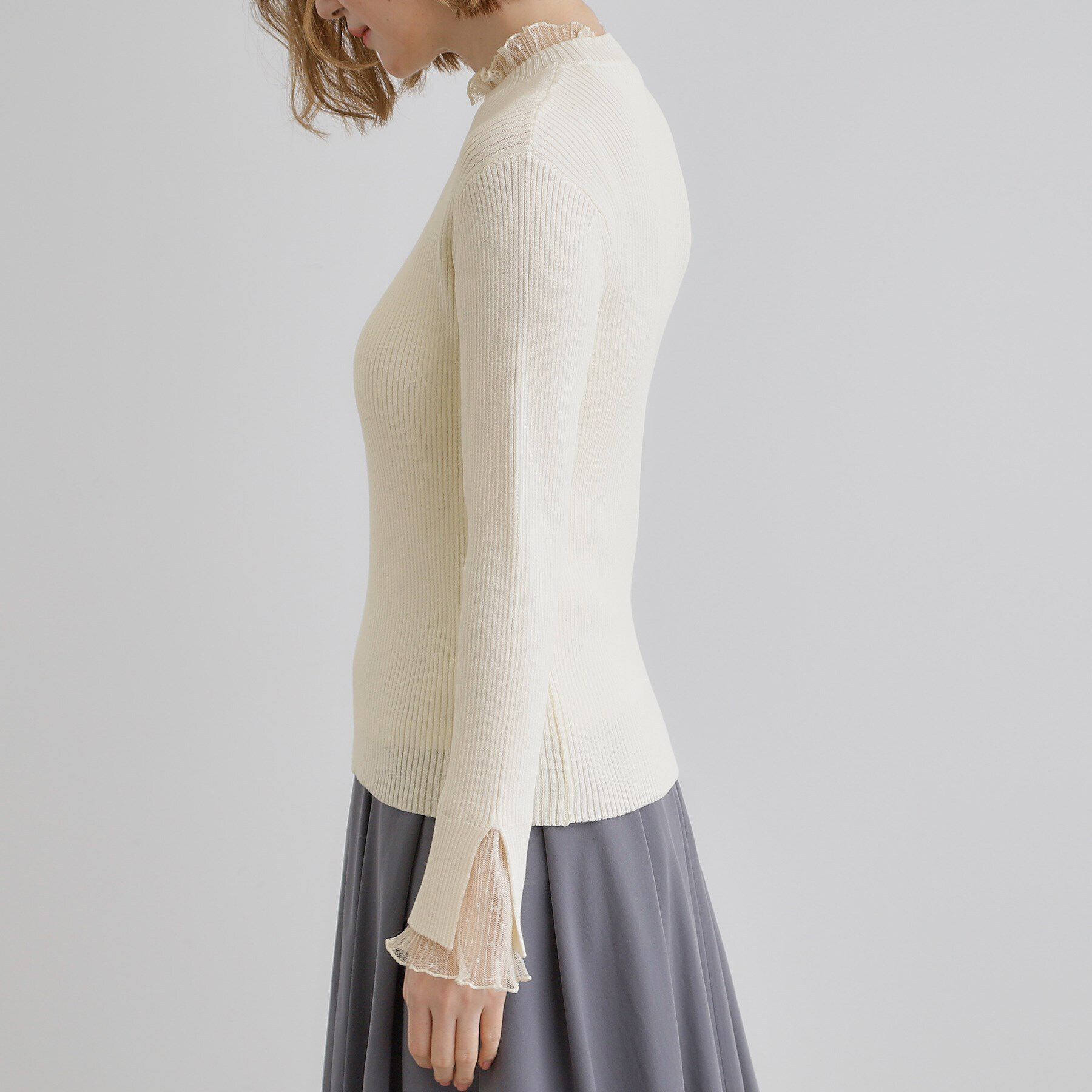 grove「チュールプリーツレイヤードプルオーバー」|ニット・セーター|