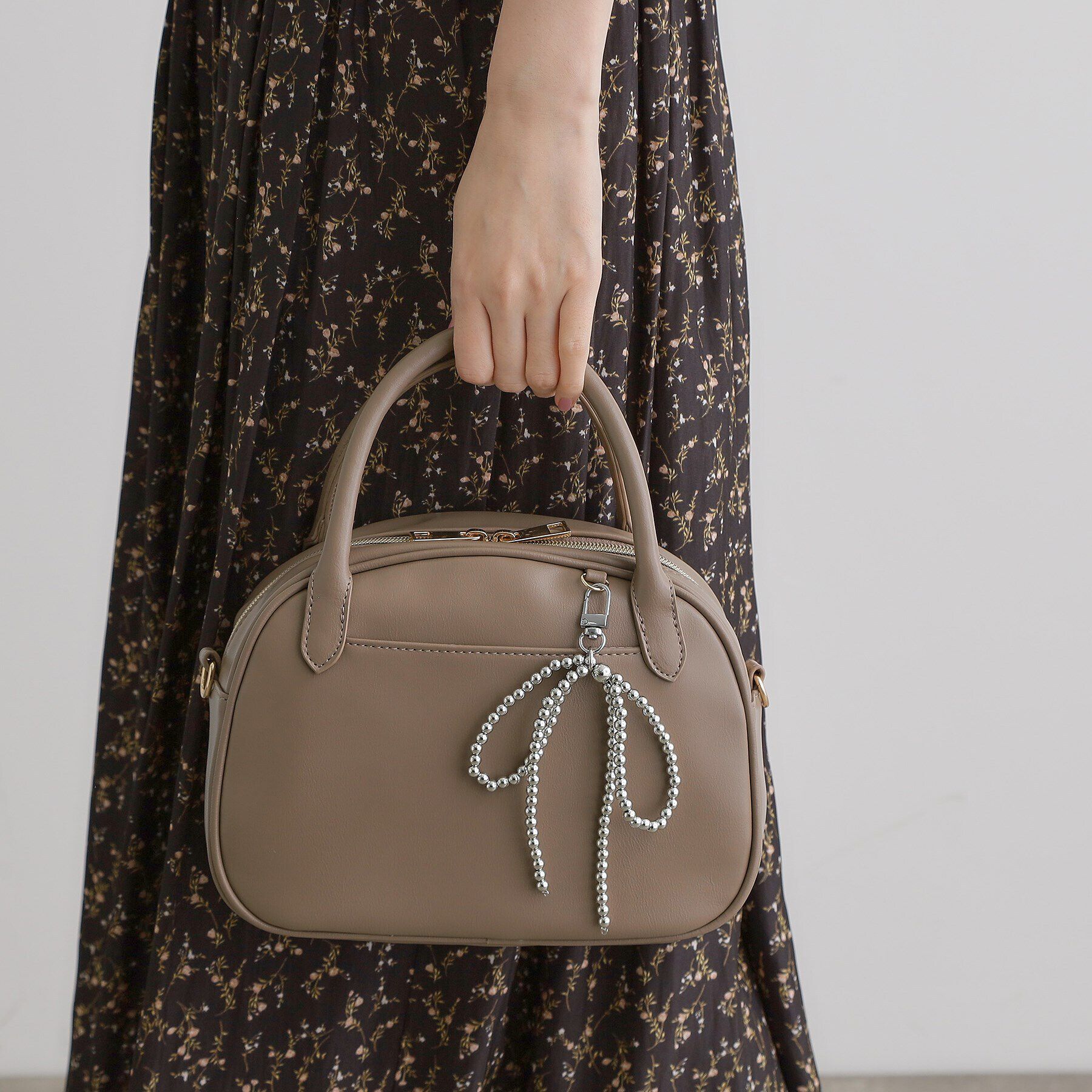 grove「リボンチャーム2WAYボストン」|ボストンバッグ|トープ(054)