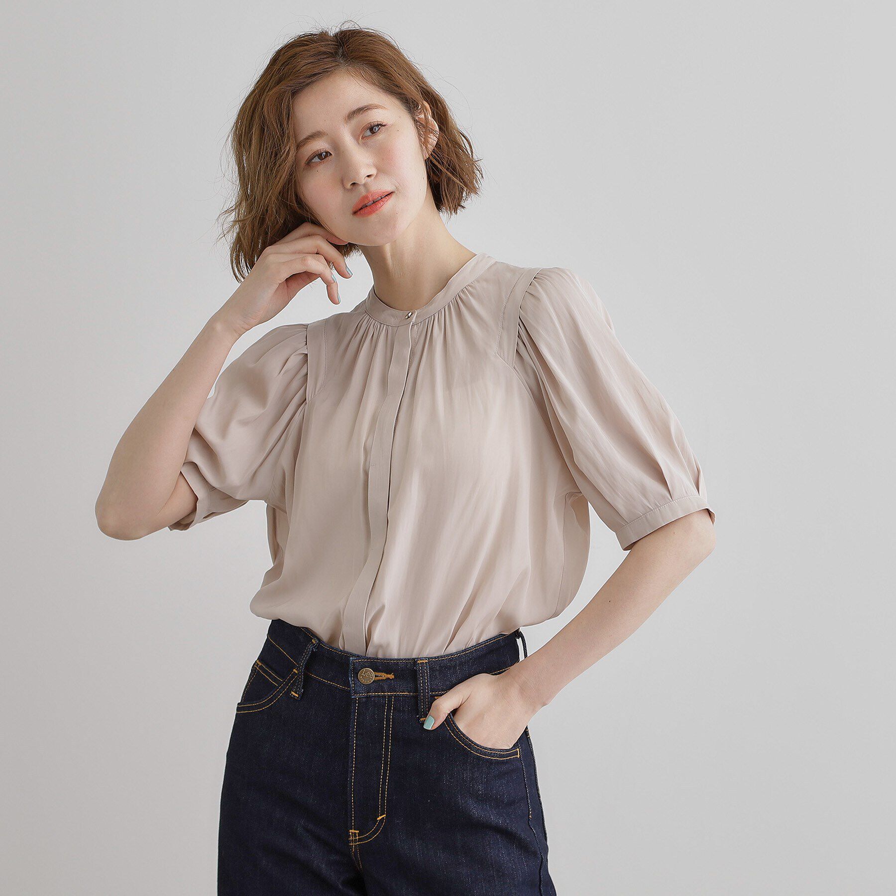 grove「【洗える】ヴィンテージサテンウイングスリーブブラウス」|シャツ・ブラウス|