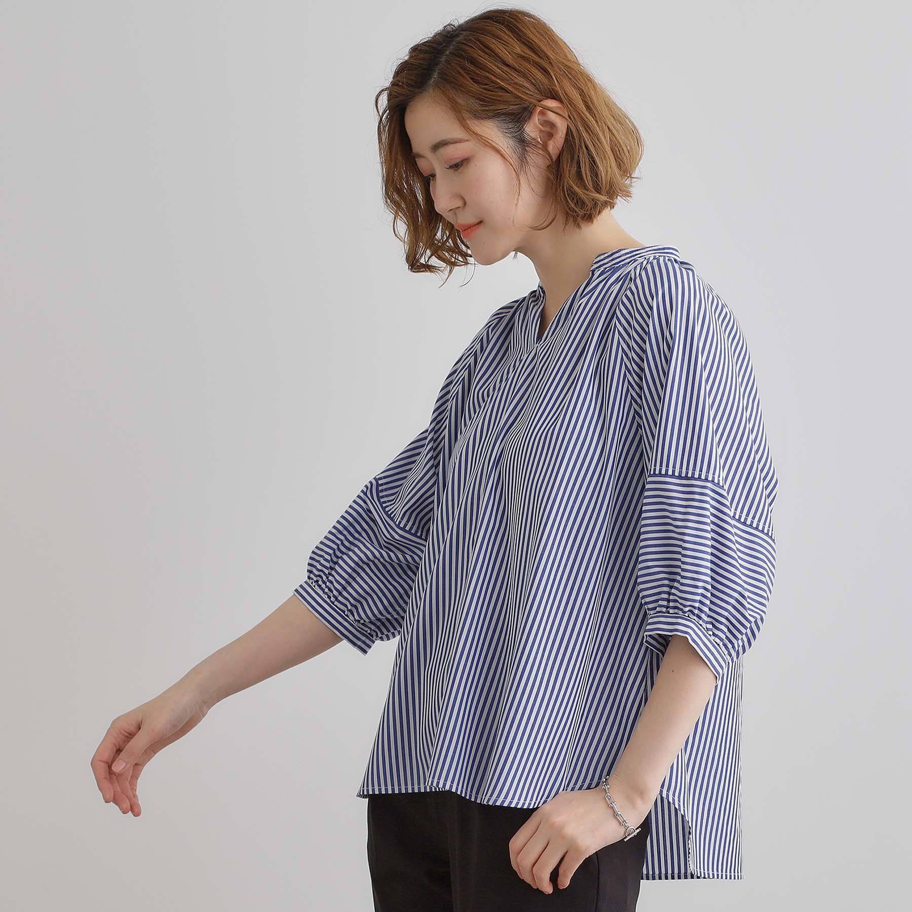 grove「【夏に嬉しい機能付き】ランタンスリーブシャツブラウス」|シャツ・ブラウス|