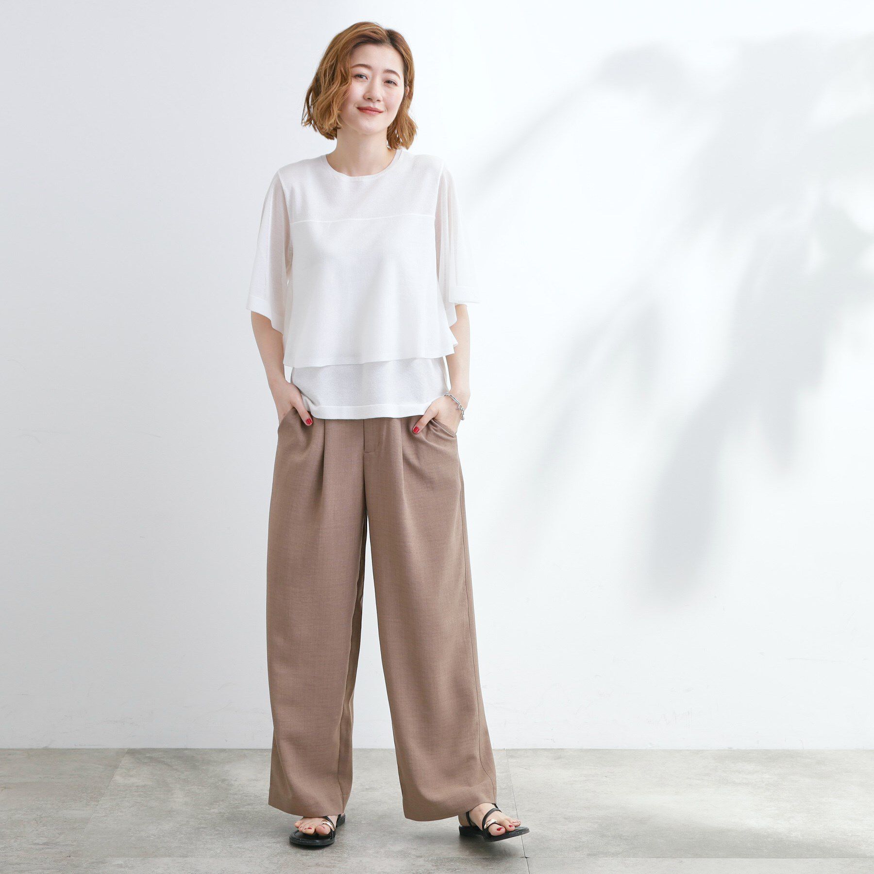 grove「シアーな軽やかさフロントシアーフレアニット」|ニット・セーター|