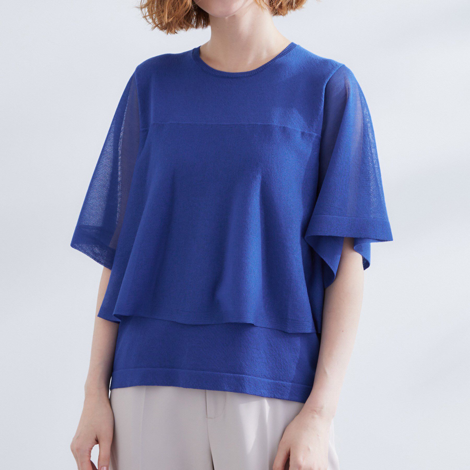 grove「シアーな軽やかさフロントシアーフレアニット」|ニット・セーター|