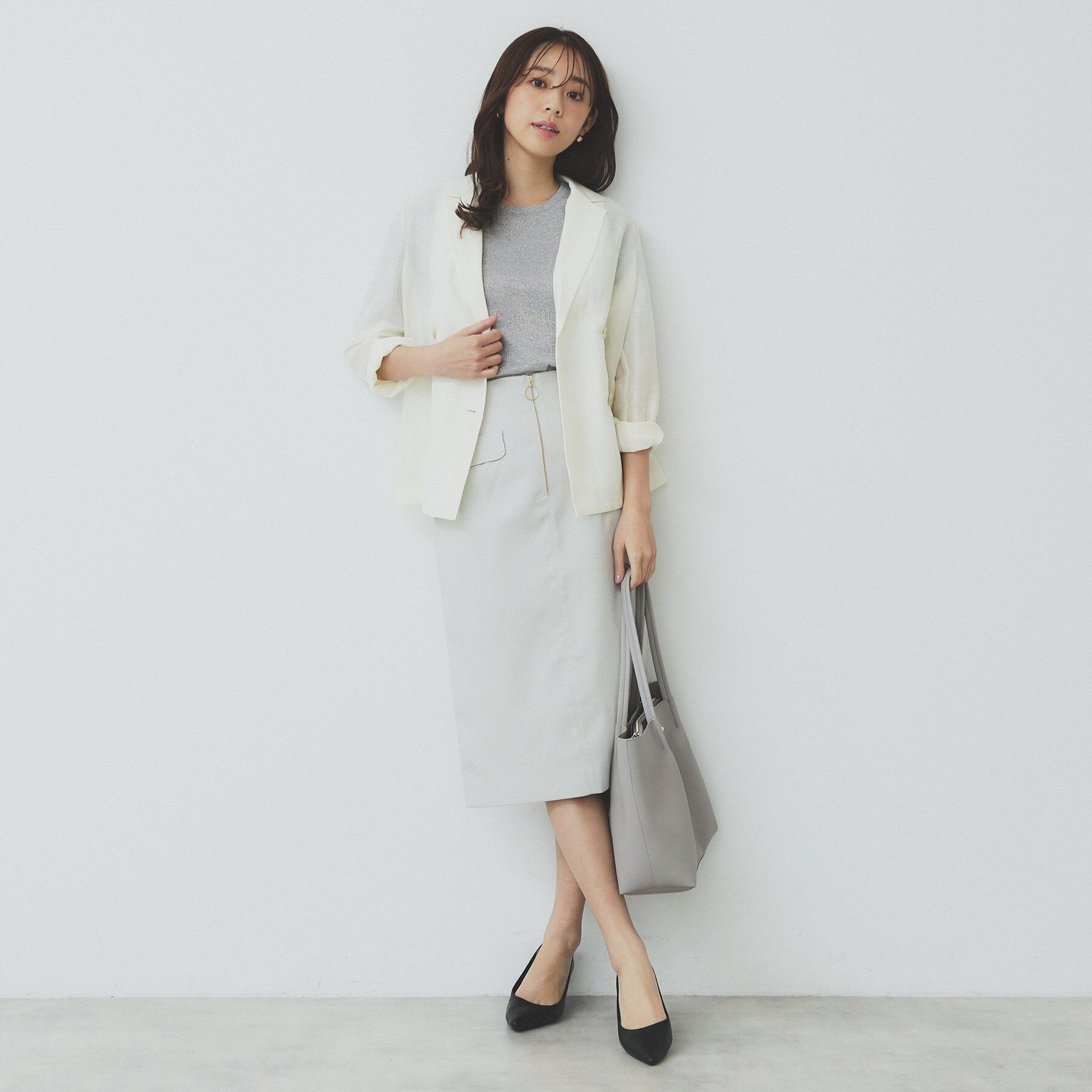 index「ラメリブクルーネックトップス【洗濯機洗い可】」|Tシャツ・カットソー|