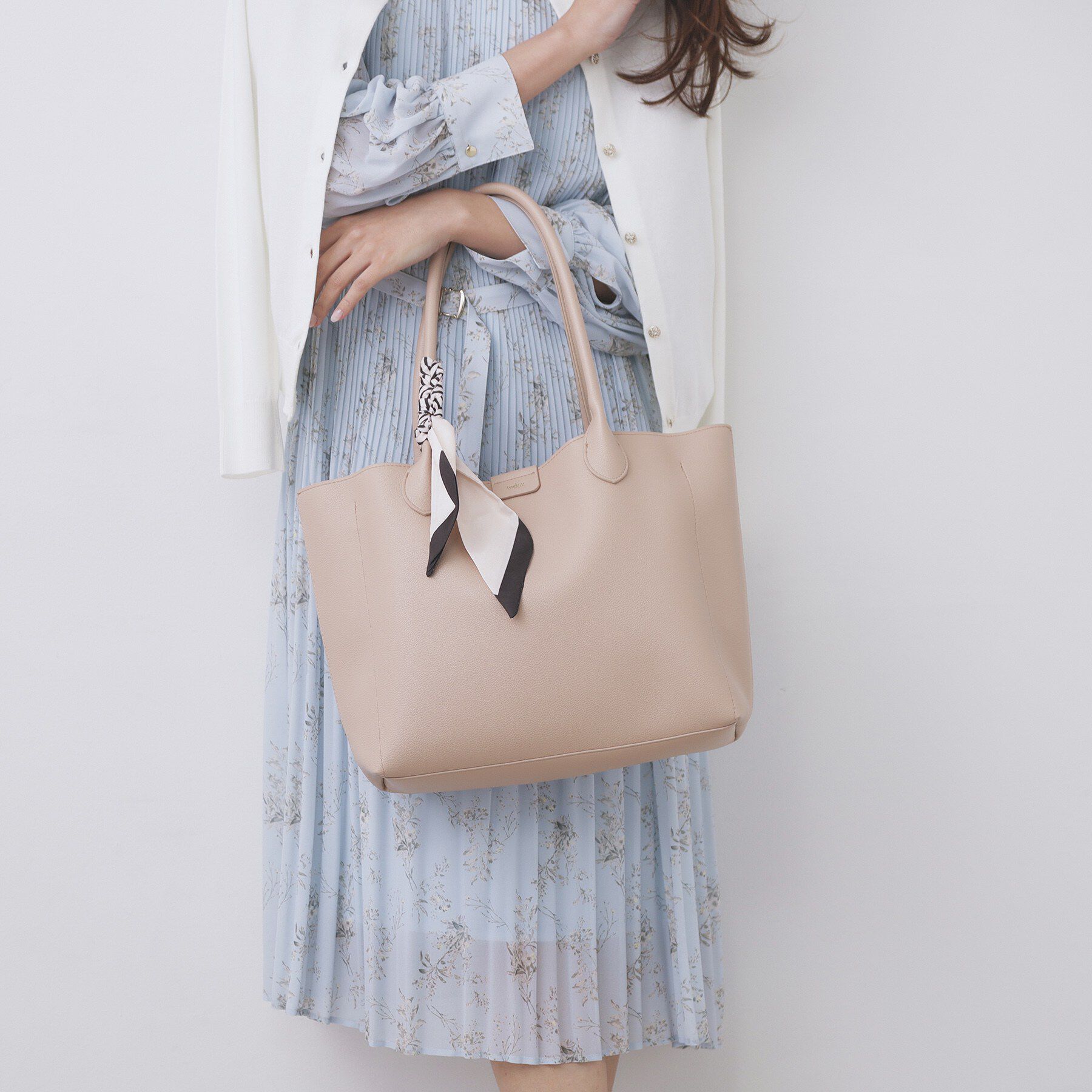 index「ストライプスカーフ付きトートバッグ【A4サイズ】」|トートバッグ|ベージュ(052)