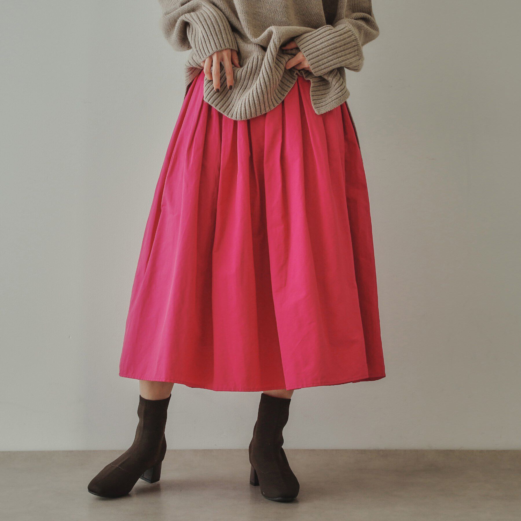 OPAQUE.CLIP「【大草直子さんコラボ】タック＆ギャザースカート」|スカート|ピンク(073)