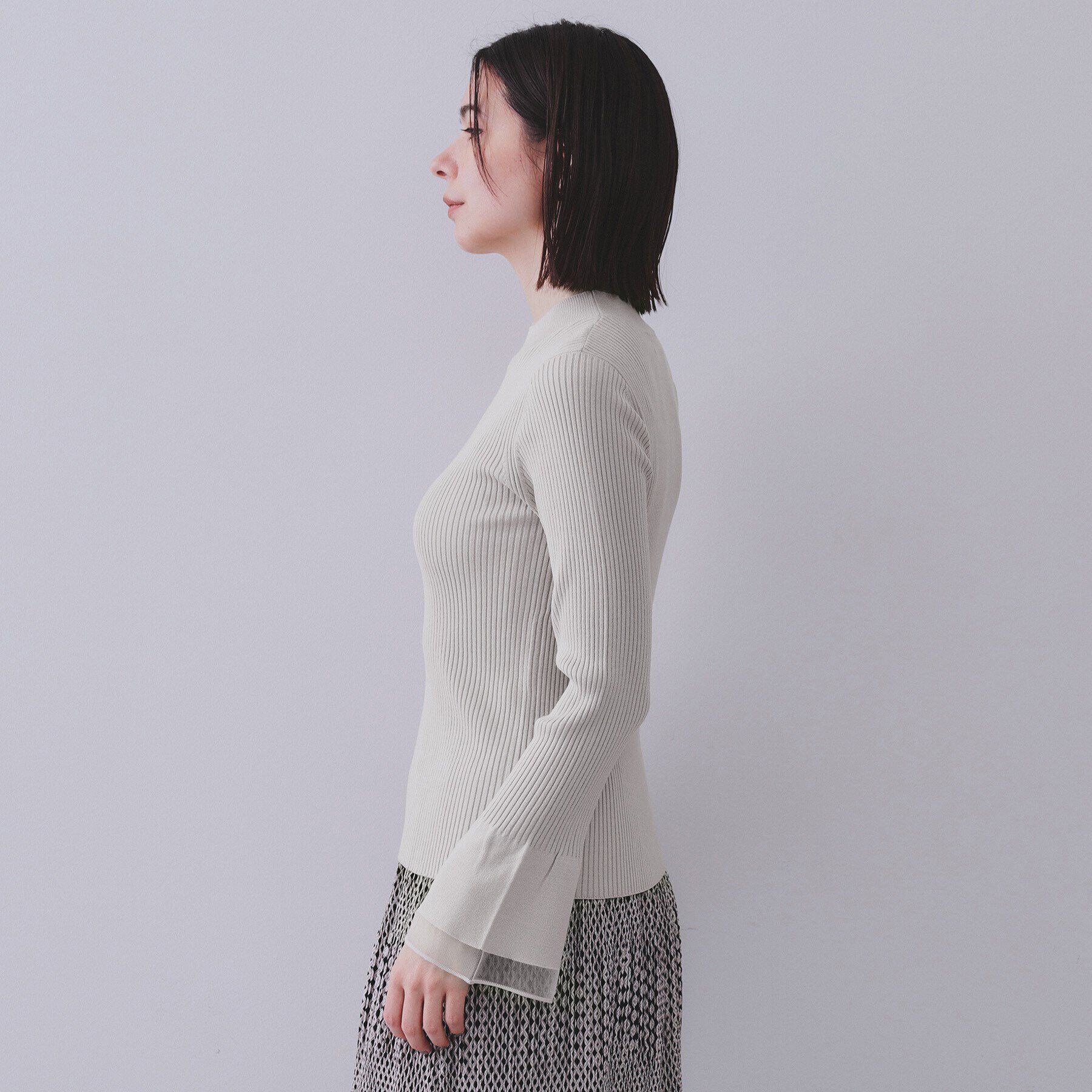 OPAQUE.CLIP「フレアスリーブリブニット【洗濯機洗い可】」|ニット・セーター|