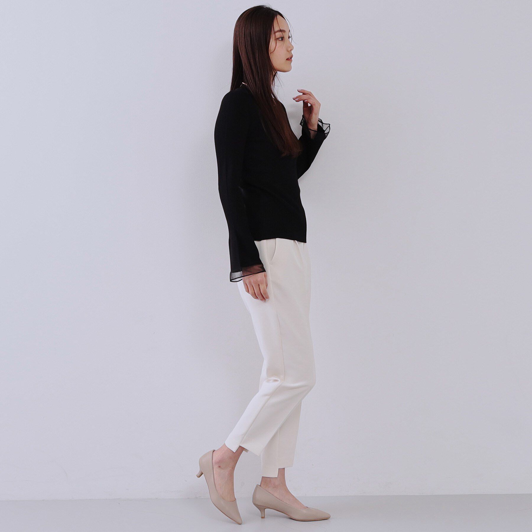 OPAQUE.CLIP「フレアスリーブリブニット【洗濯機洗い可】」|ニット・セーター|