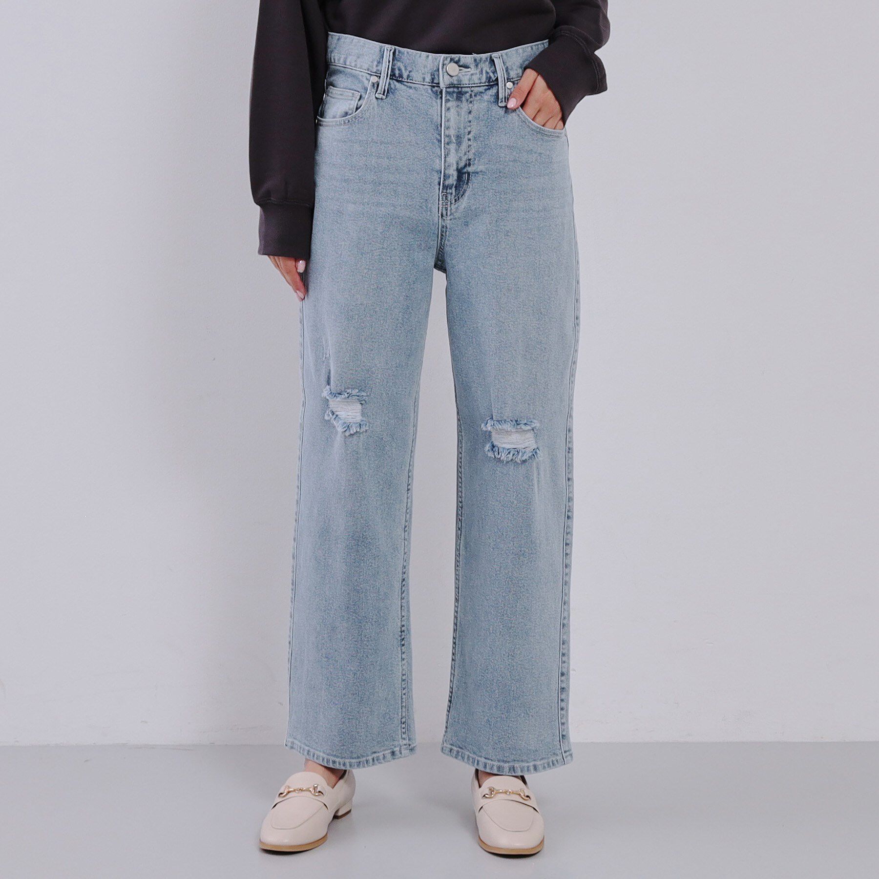 OPAQUE.CLIP「《SS-LLsize》ストレッチダメージストレートデニム【洗濯機洗い可】」|その他|