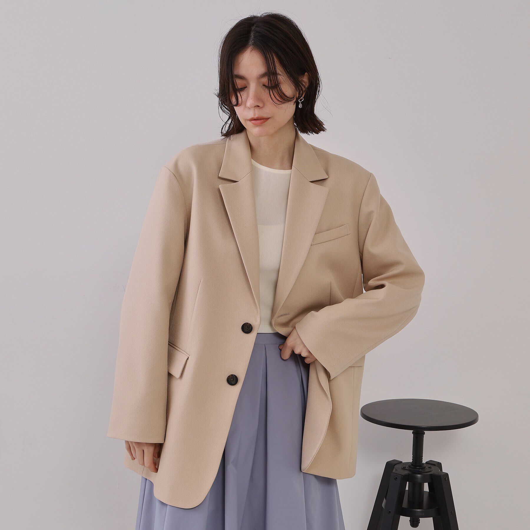 OPAQUE.CLIP「オーバーサイズテーラードジャケット【洗える】」|テーラードジャケット|ライトベージュ(05