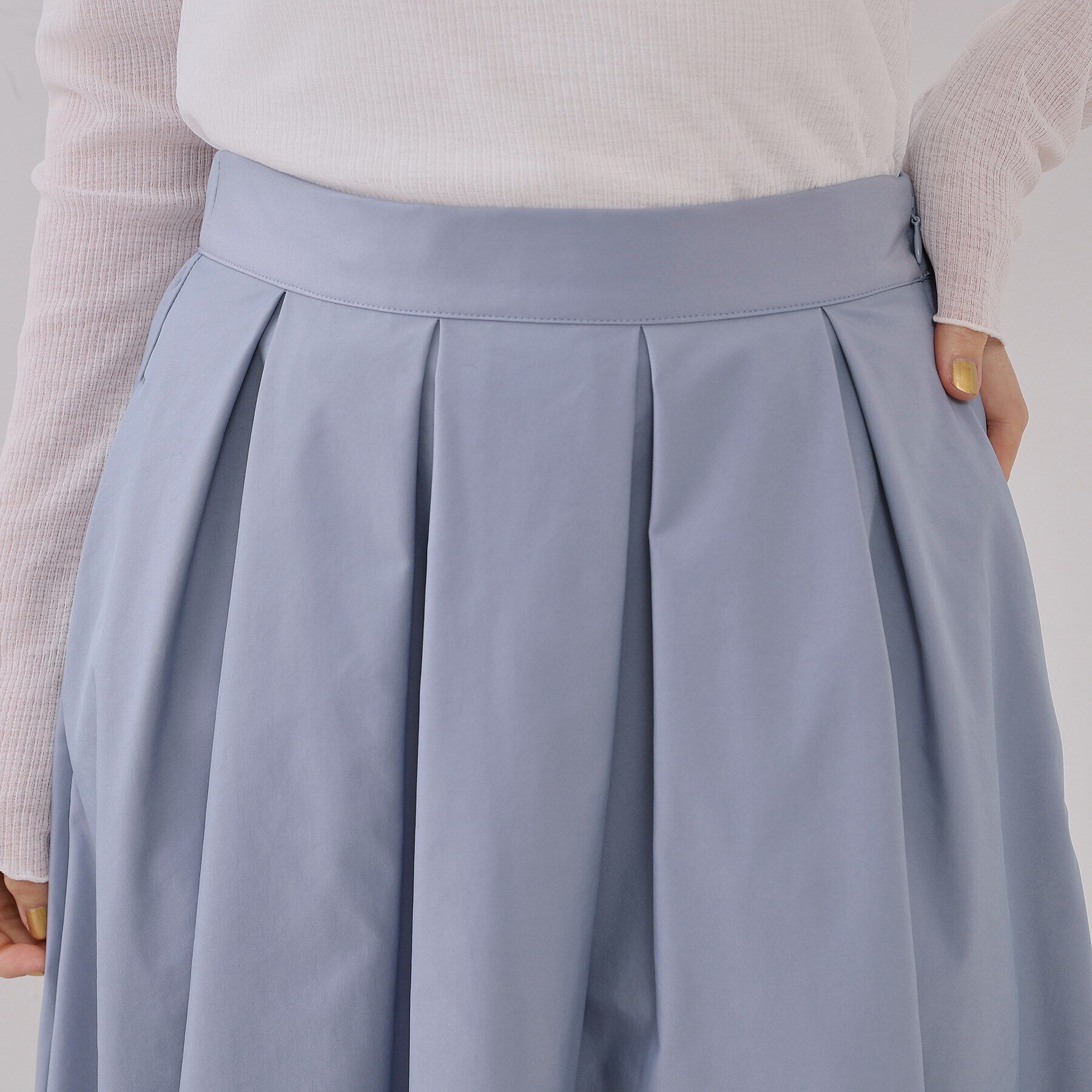 OPAQUE.CLIP「シャンブレータックフレアスカート【洗濯機洗い可】」|スカート|