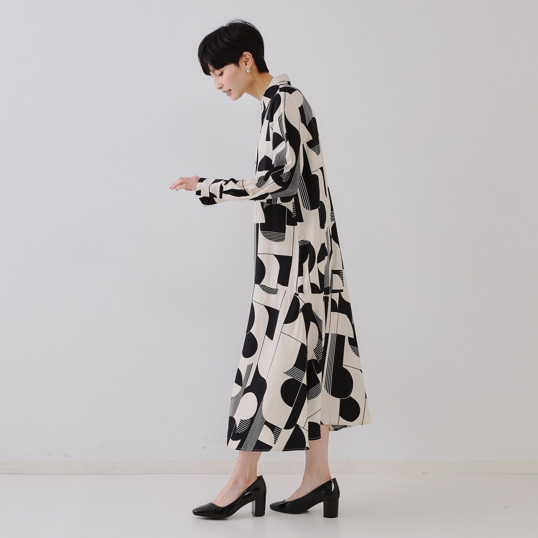 OPAQUE.CLIP「ジオメトリックプリントワンピース」|ワンピース|