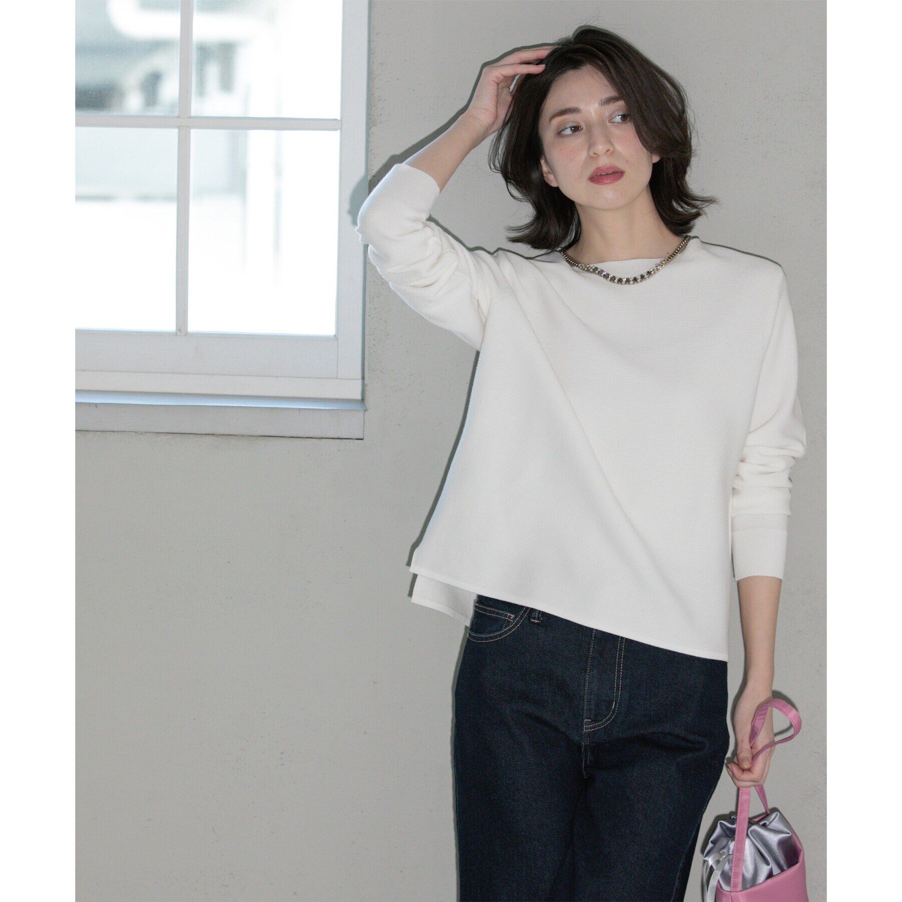 OPAQUE.CLIP「ボートネックニット/オーガニックコットン混【UV/洗濯機洗い可】」|ニット・セーター|