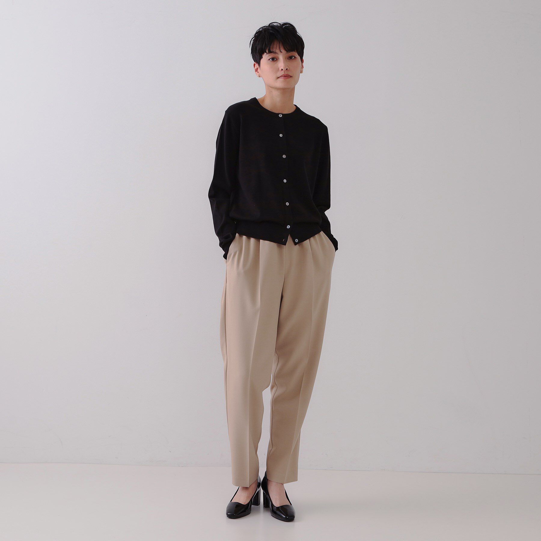 OPAQUE.CLIP「クルーネックニットカーディガン/オーガニックコットン混【UV/洗濯機洗い可】」|カーディガン|