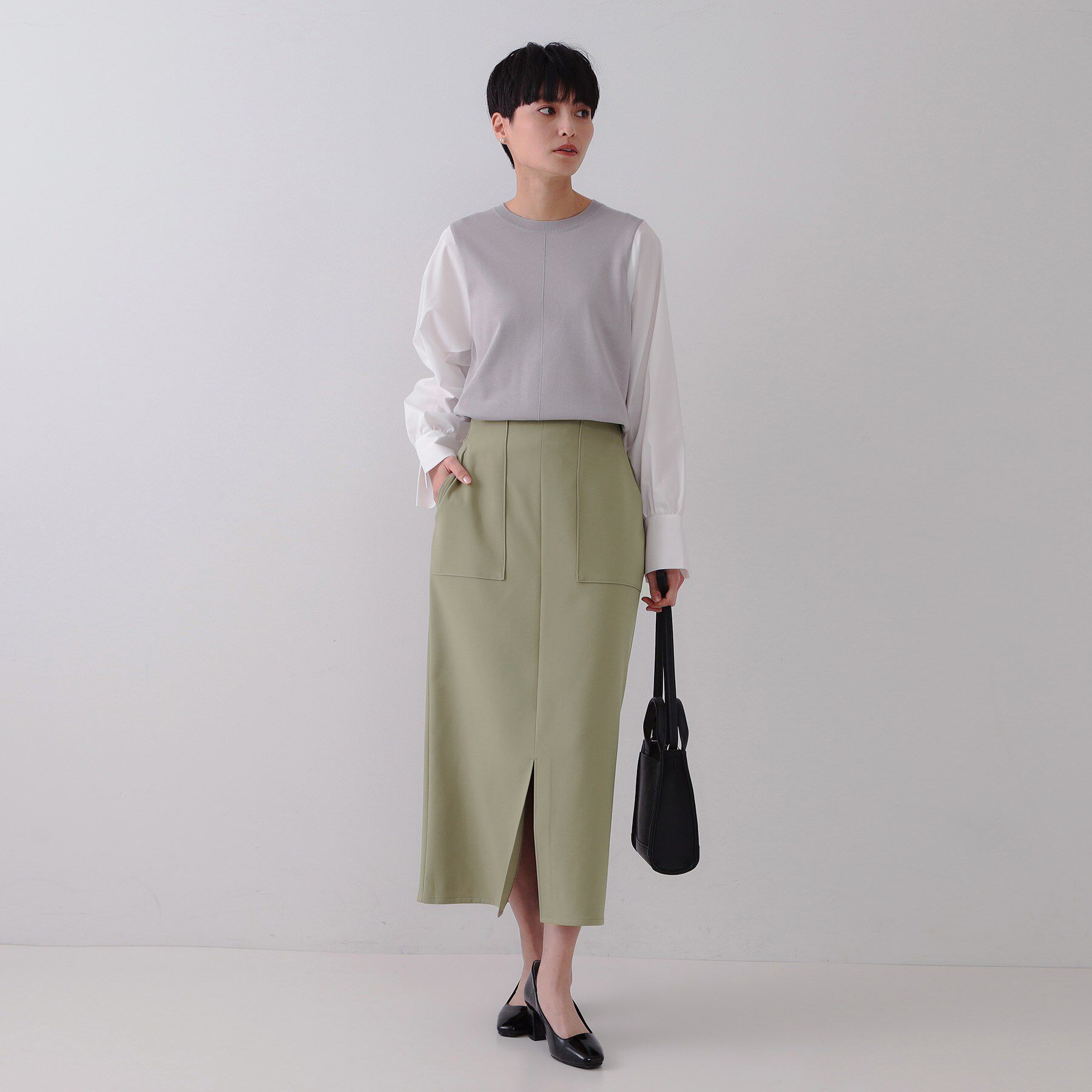 OPAQUE.CLIP「ストレッチダブルポケットタイトスカート【洗濯機洗い可/防シワ】」|スカート|