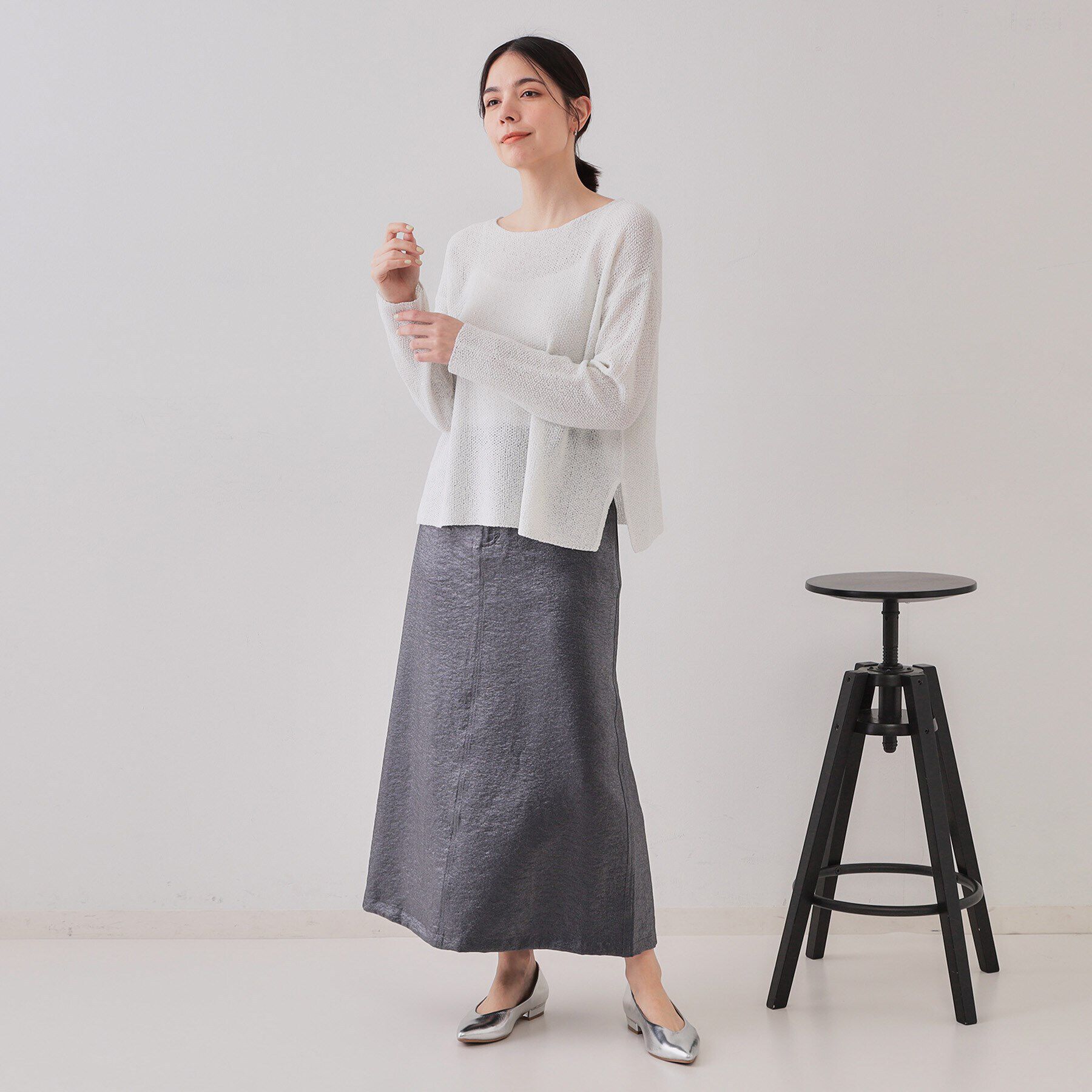 OPAQUE.CLIP「スパンコールボートネックニット【洗濯機洗い可】」|ニット・セーター|