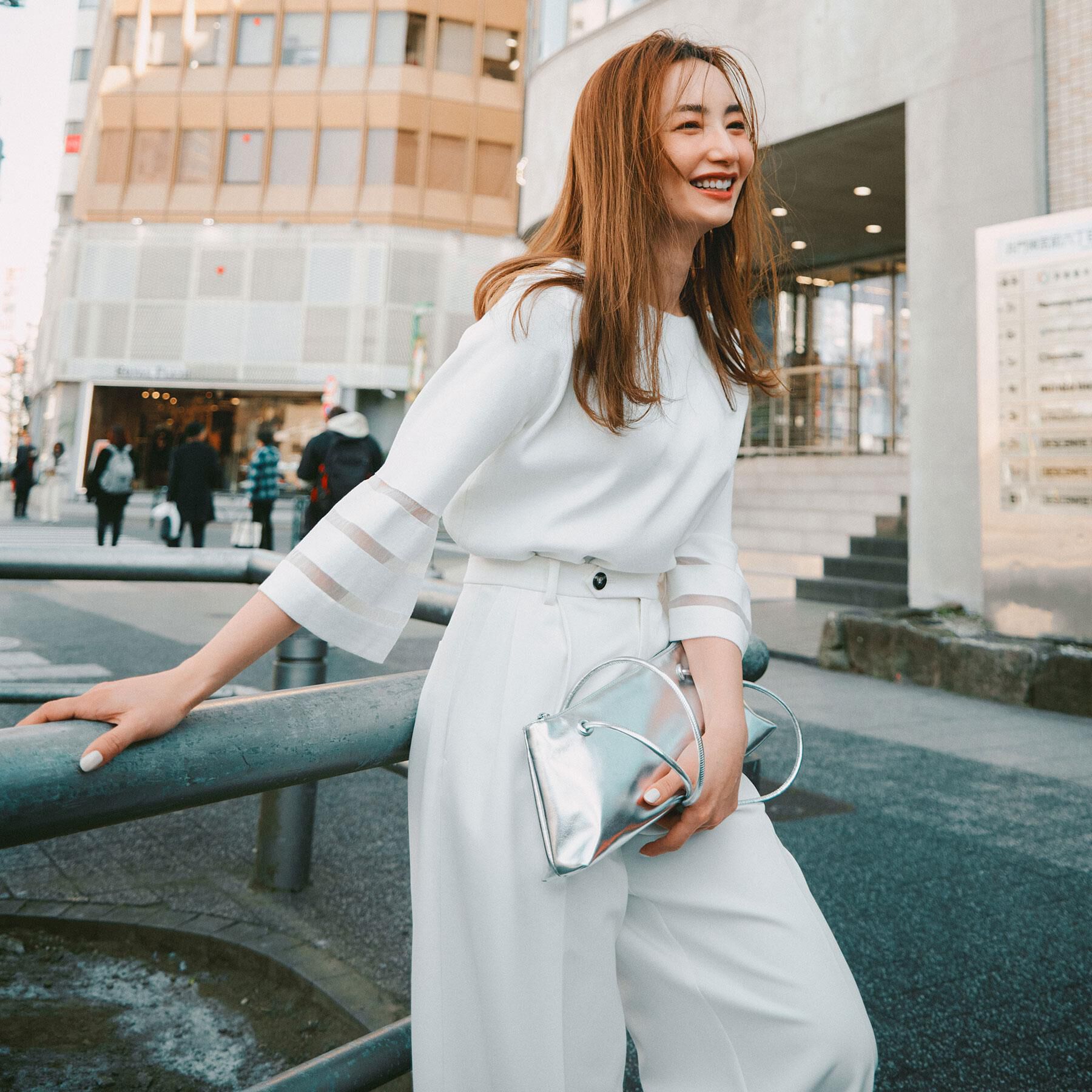 OPAQUE.CLIP「《6色展開》シアーボーダーフレアスリーブニット【洗濯機洗い可】」|ニット・セーター|