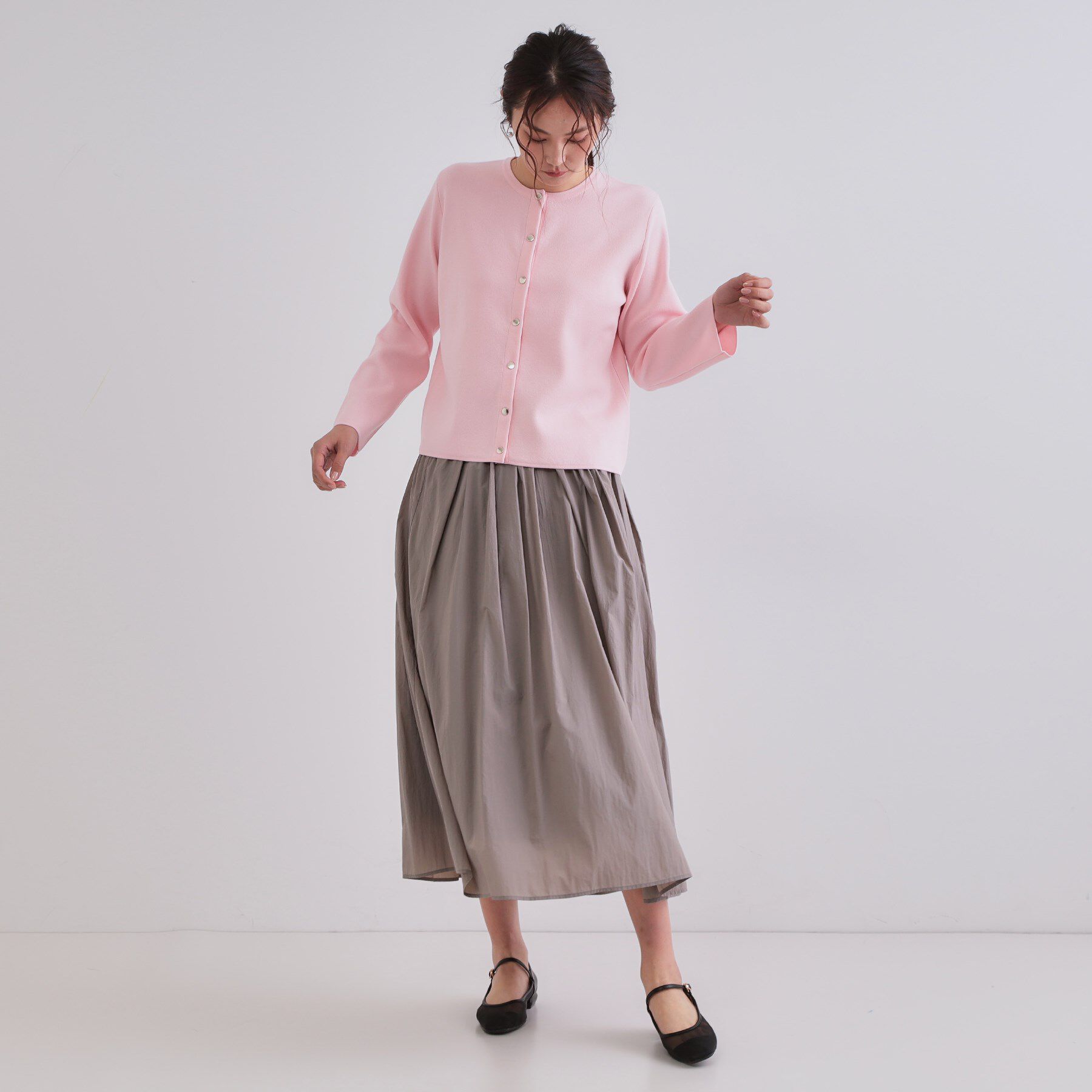 OPAQUE.CLIP「スナップボタンショートニットカーディガン【洗濯機洗い可】」|カーディガン|