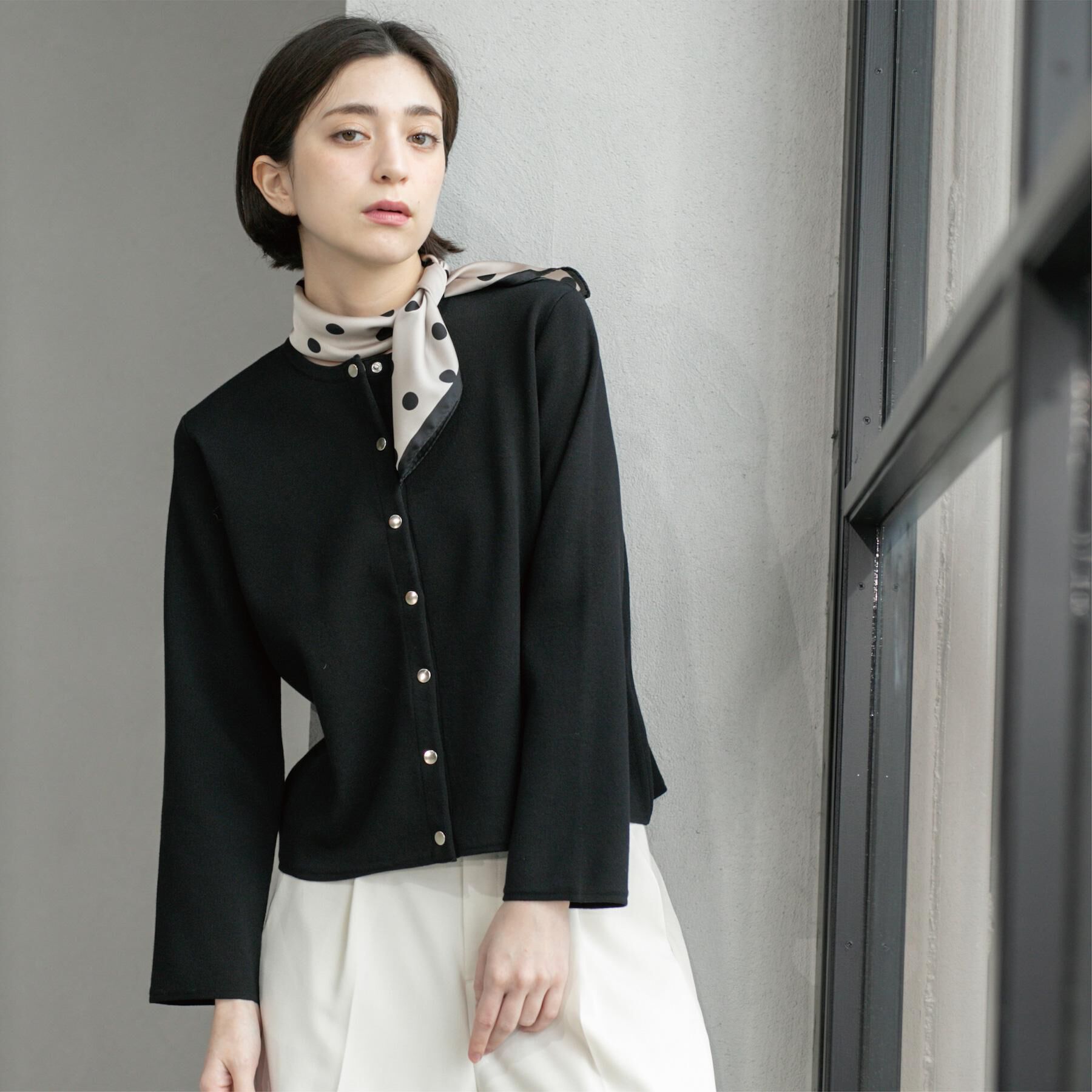 OPAQUE.CLIP「スナップボタンショートニットカーディガン【洗濯機洗い可】」|カーディガン|