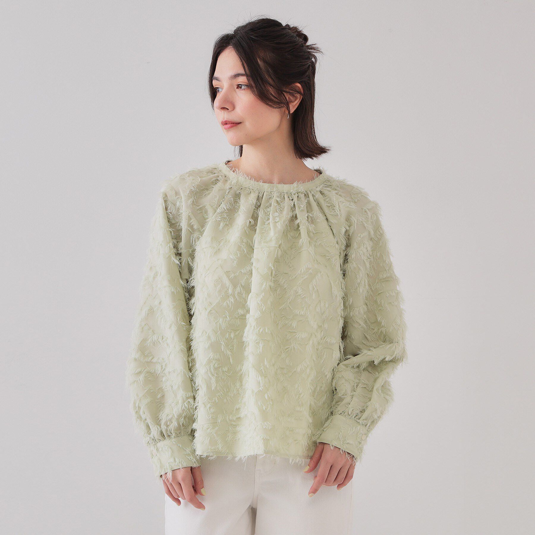 OPAQUE.CLIP「《VERY掲載》フリンジジャカードブラウス【洗濯機洗い可】」|シャツ・ブラウス|